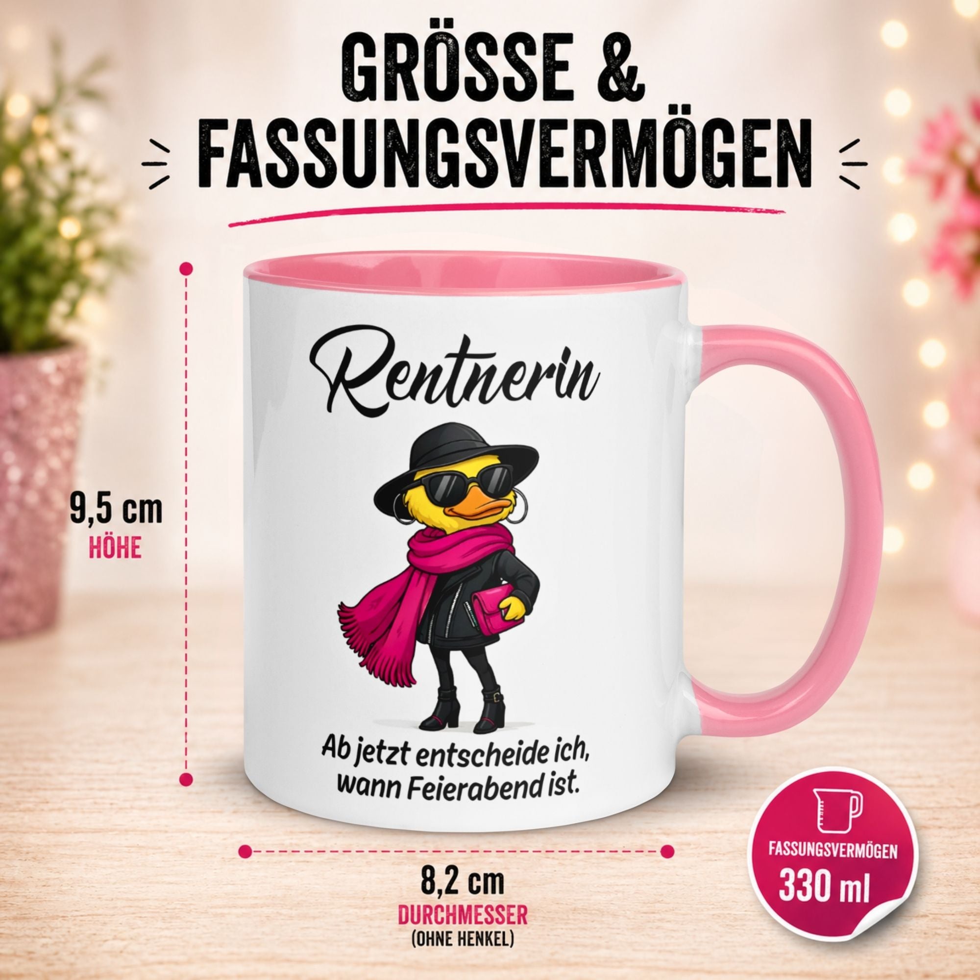 Tasse Rentnerin – „Ab jetzt entscheide ich wann Feierabend ist“ – Geschenk Rente Frau