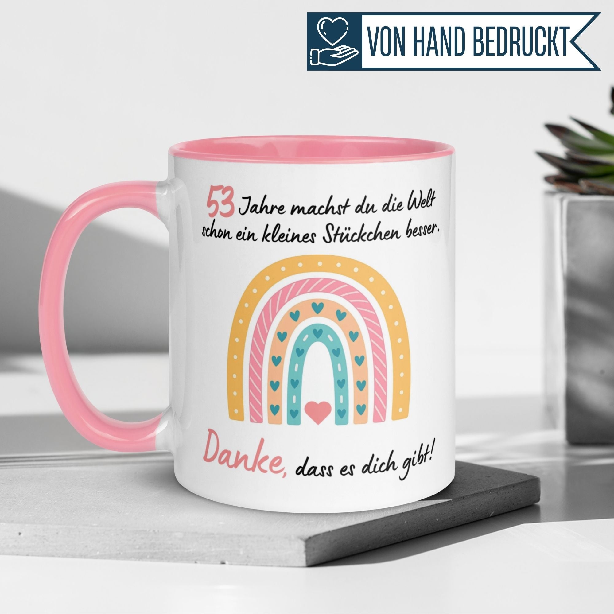 Momentals® Tasse 53. Geburtstag | Herz & Spruch | Danke dass es dich gibt
