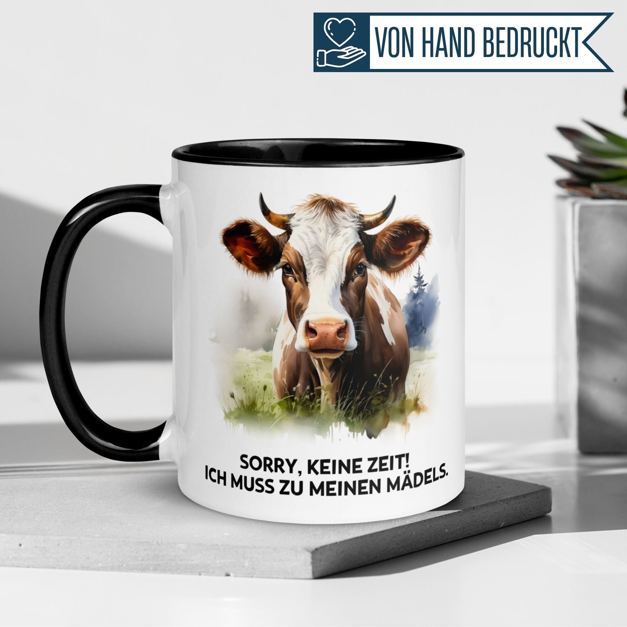 Tasse Kuh – „Sorry keine Zeit - Ich muss zu meinen Mädels“ – lustiger Geschenk Becher