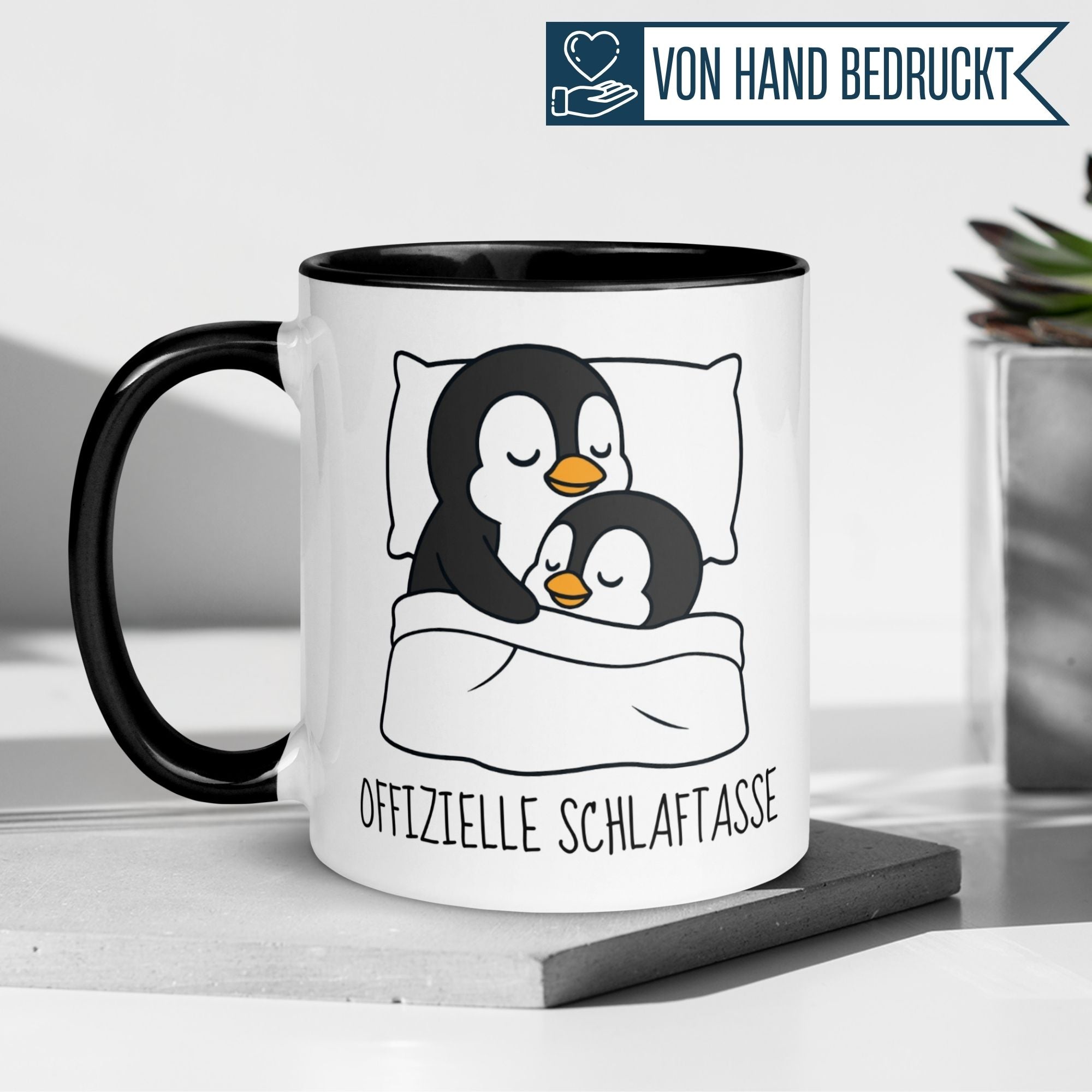 Tasse Pinguin – „Offizielle Schlaftasse“ – lustiger Geschenk Becher für Schlafanzug Fans