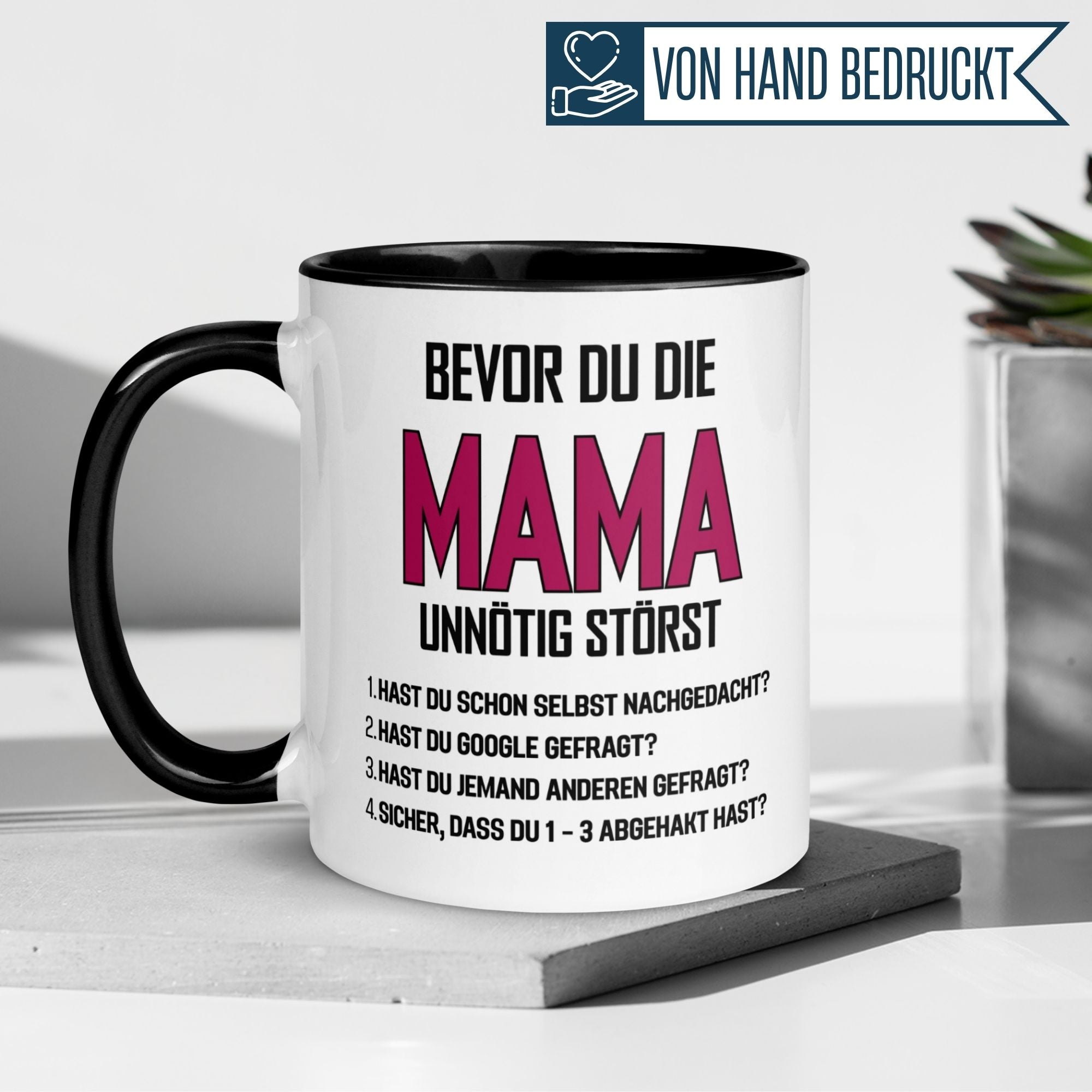 Tasse Mama – „Bevor du die Mama unnötig störst“ – Beste Mama Geschenk Becher Weihnachten