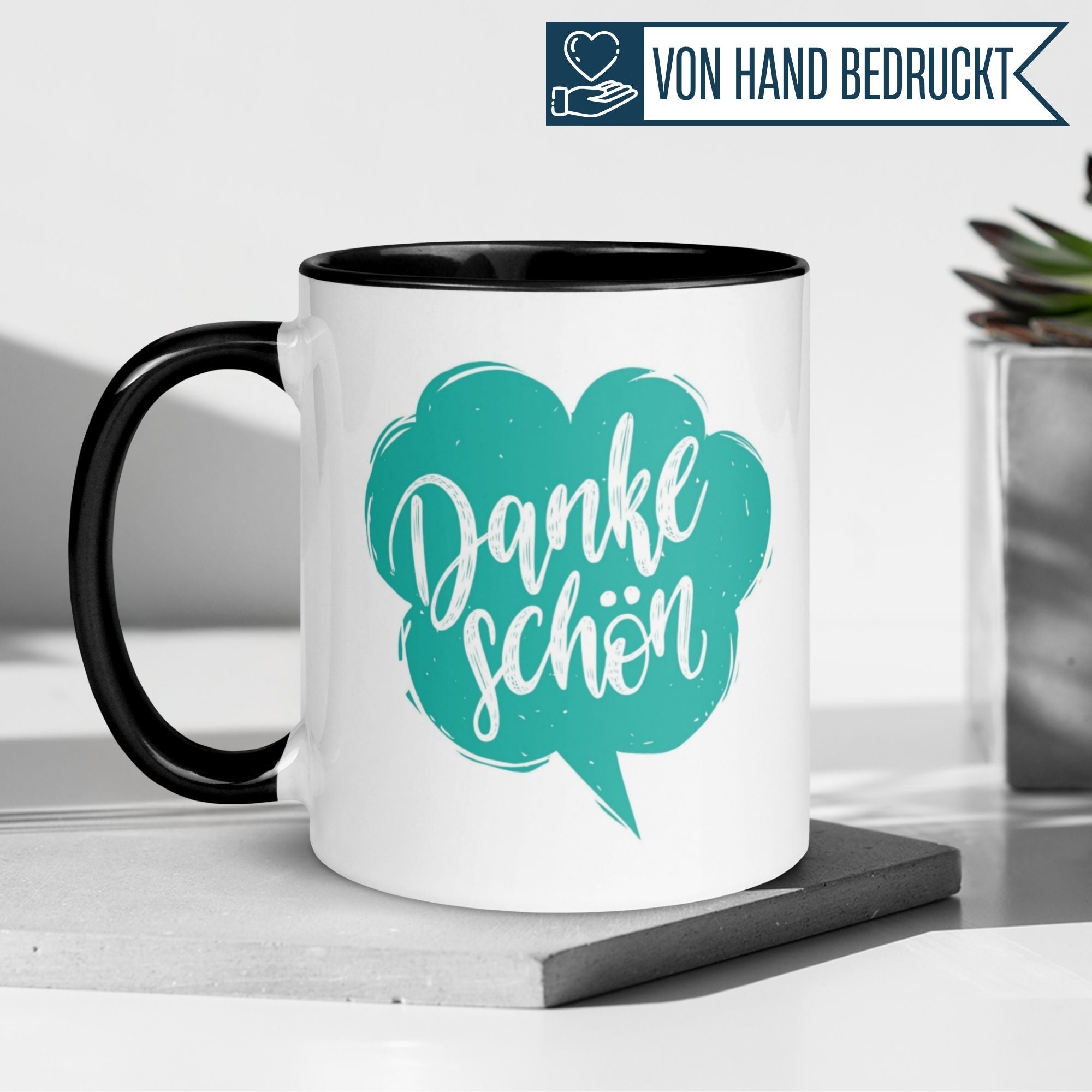 Momentals® Tasse Danke mit Sprechblase: stilvoll Wertschätzung zeigen in jeder Kaffeepause.