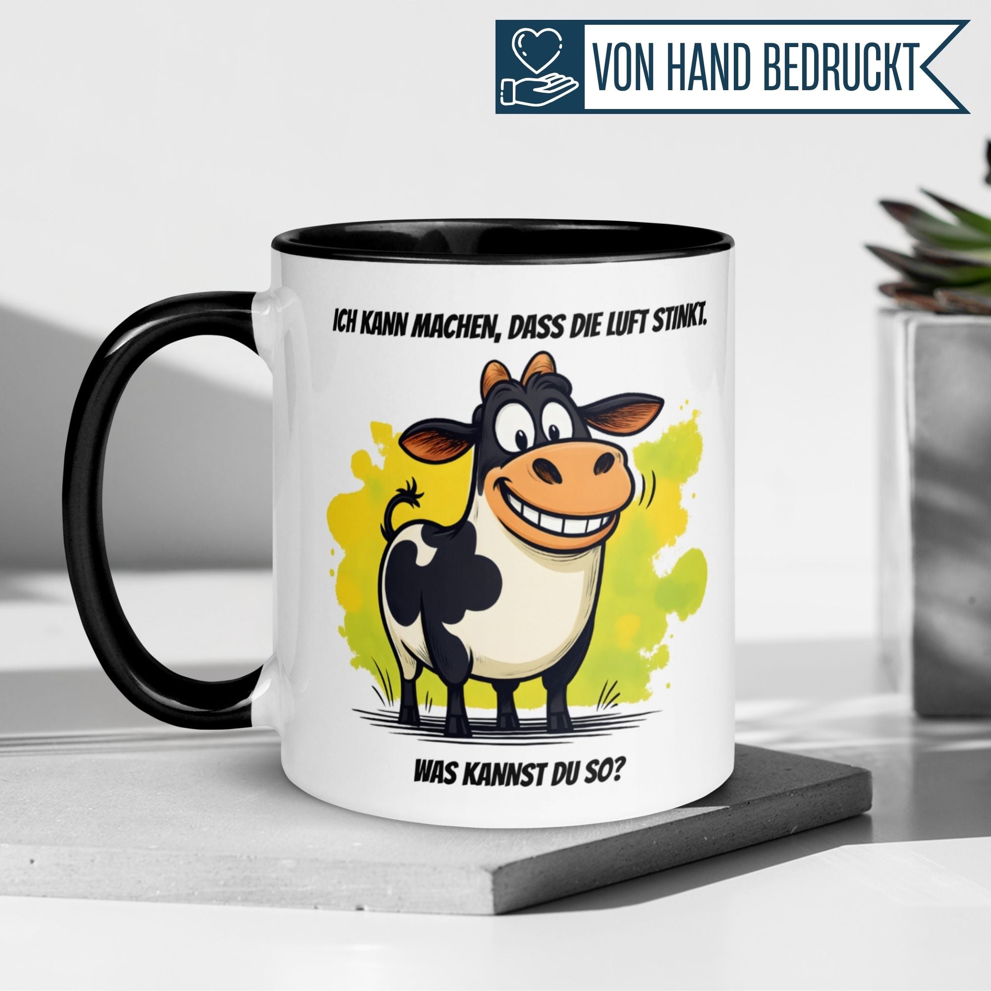 Tasse Kuh – „Ich kann machen dass die Luft stinkt“ – lustiges Geschenk für Landwirt