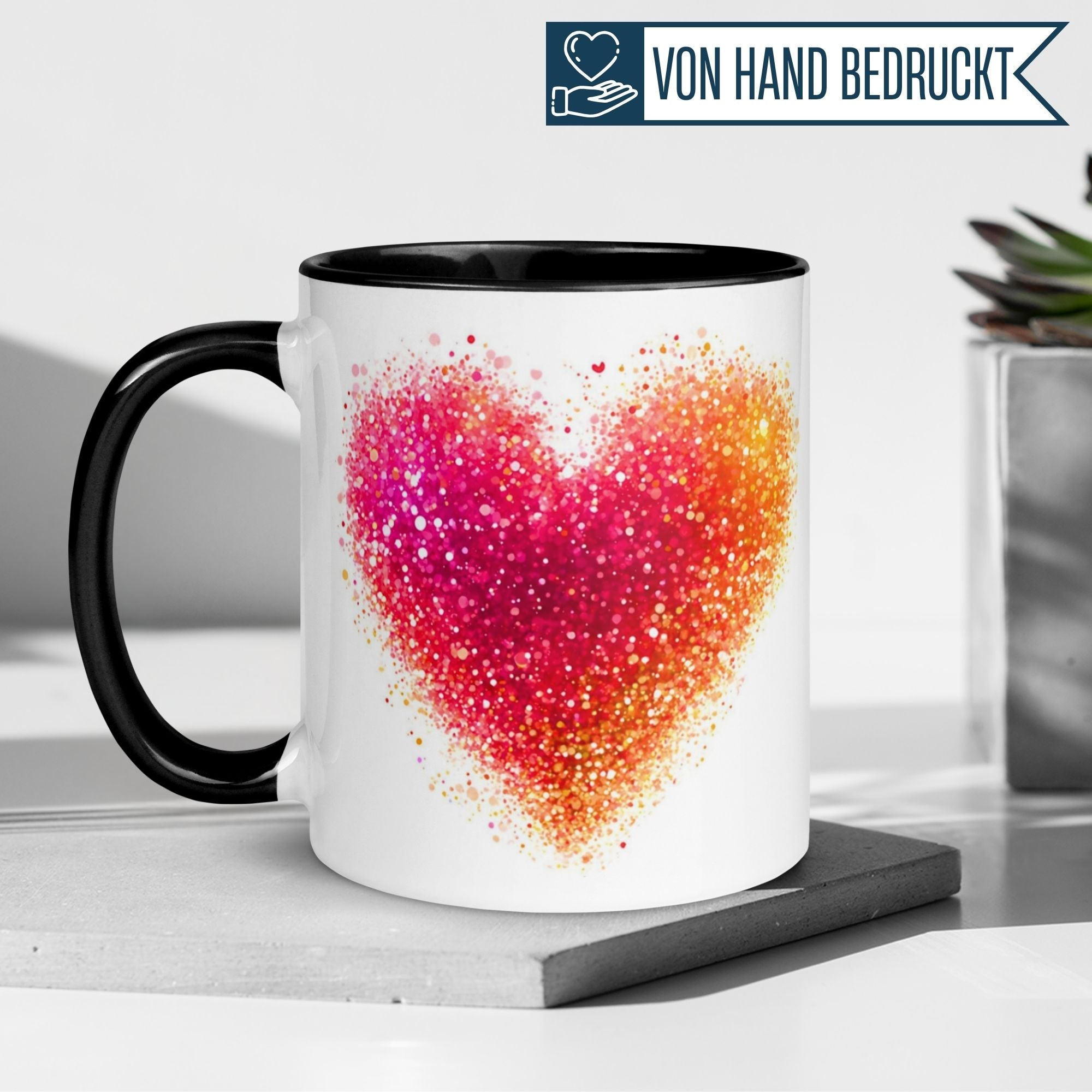 Tasse Liebe – „Glitzerndes Herz“ – Ich liebe Dich Geschenk Partner Jahrestag Valentinstag