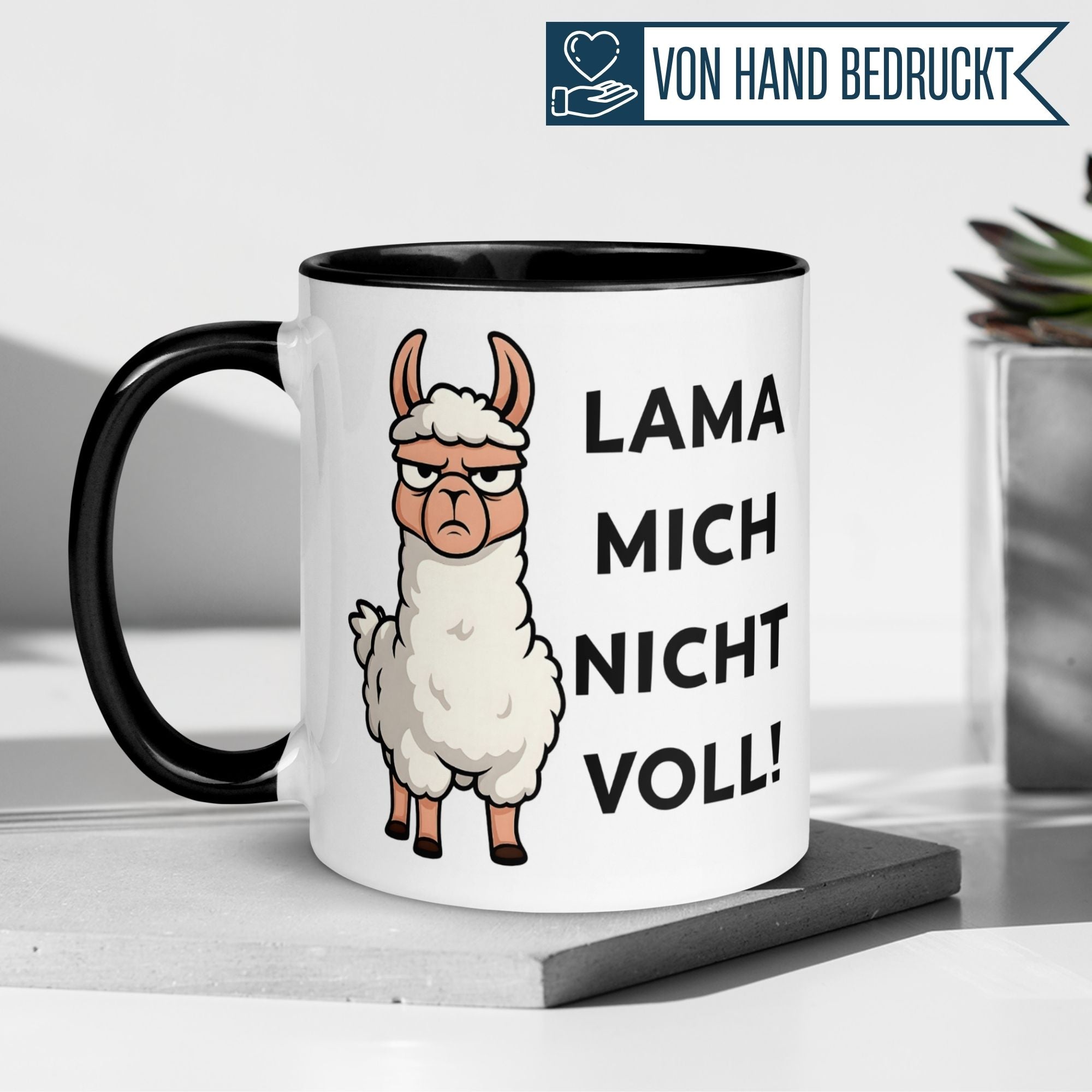 Tasse Lama – „Lama mich nicht voll“ – lustiger Geschenk Becher für Morgenmuffel