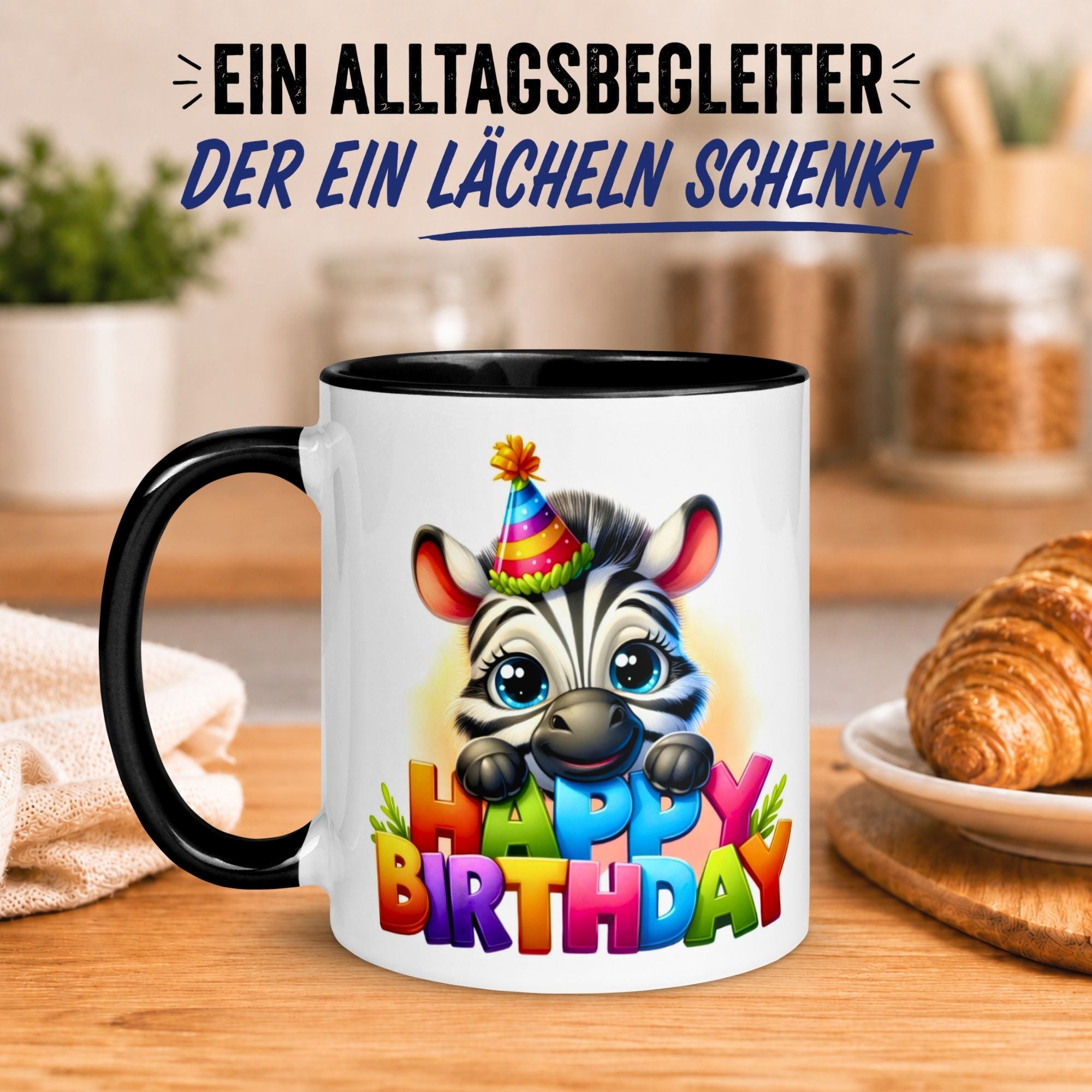 Tasse Geburtstag – „Happy Birthday Zebra“ – Geburtstagsgeschenk Junge Mädchen
