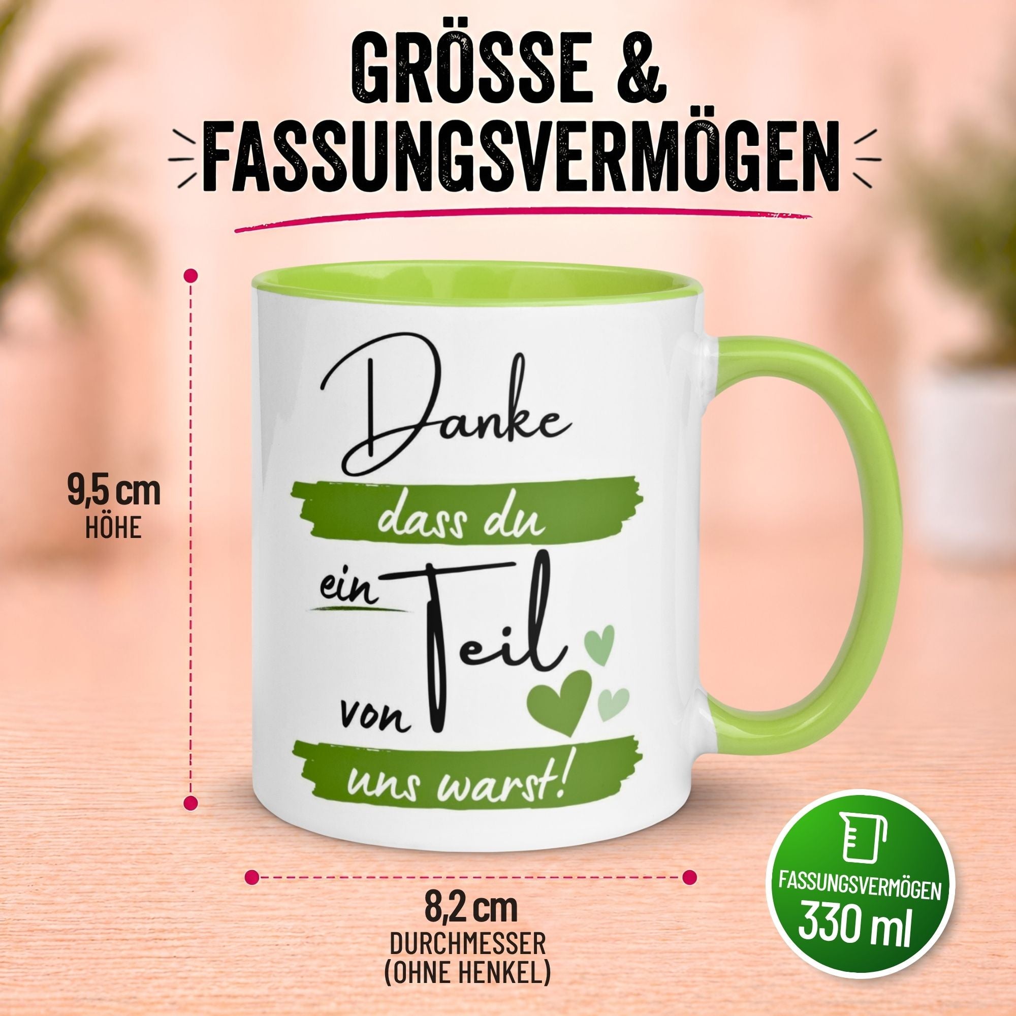 Tasse Abschied – „Danke dass du ein Teil von uns warst“ – Geschenk zum Abschied Kollegen