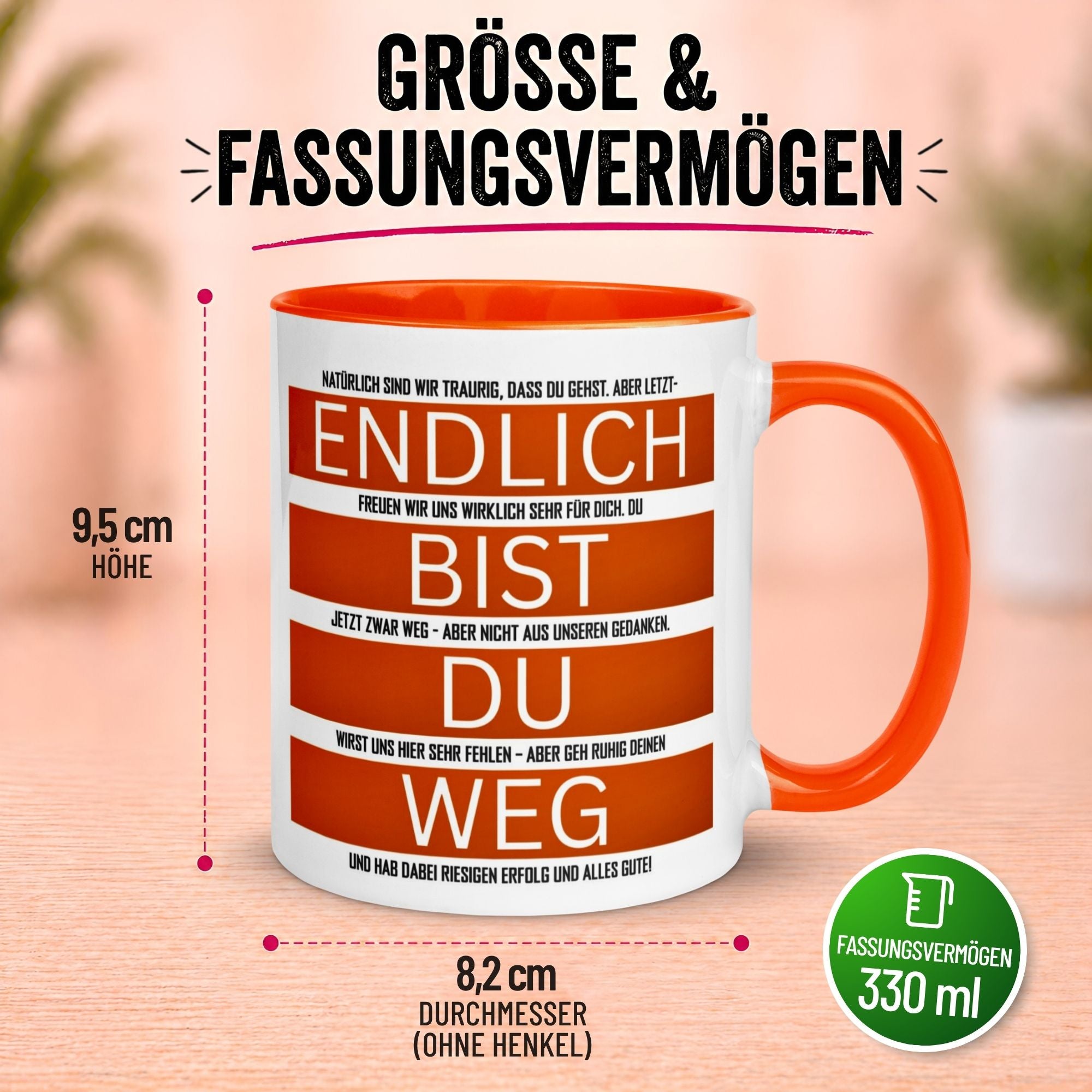 Tasse Abschied – „Endlich bist du weg“ – Kollegen Geschenk zum Abschied