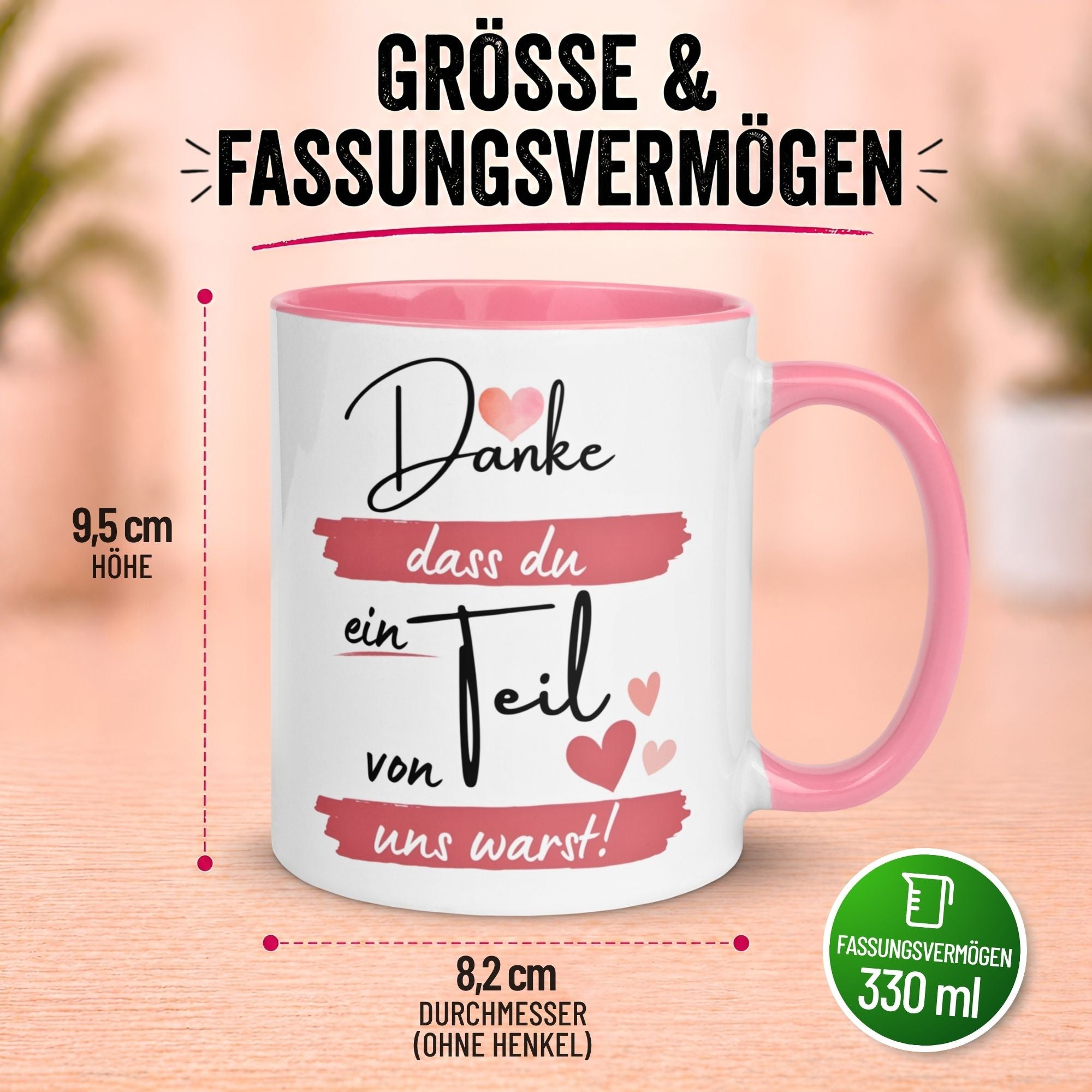 Tasse Abschied – „Danke dass du ein Teil von uns warst“ – Abschiedsgeschenk Kollegin