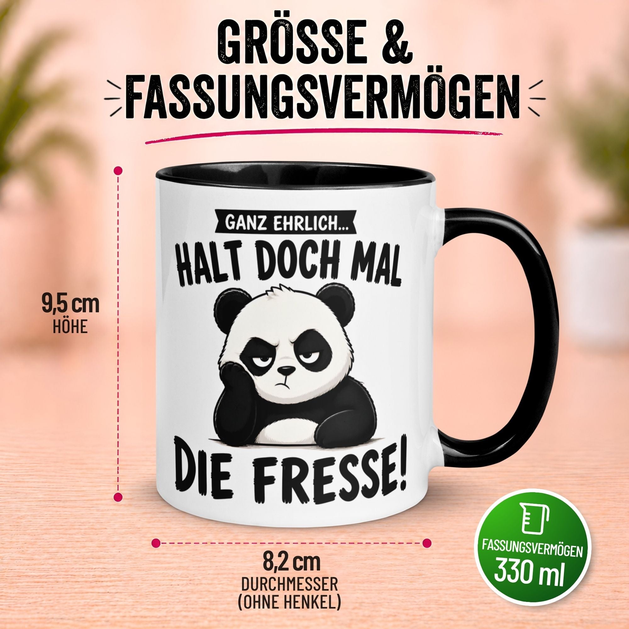 Tasse Panda – „Halt doch mal die Fresse“ – Lustiges Morgenmuffel Geschenk