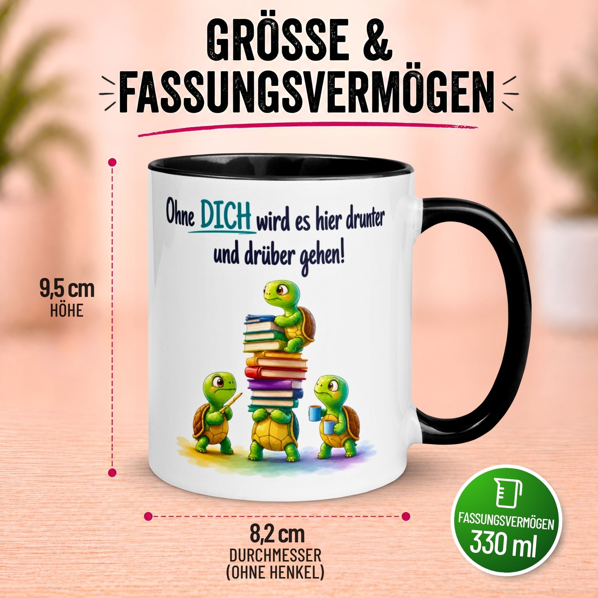 Tasse Abschied – „Ohne DICH wird es drunter und drüber gehen“ – Abschiedsgeschenk Kollegen