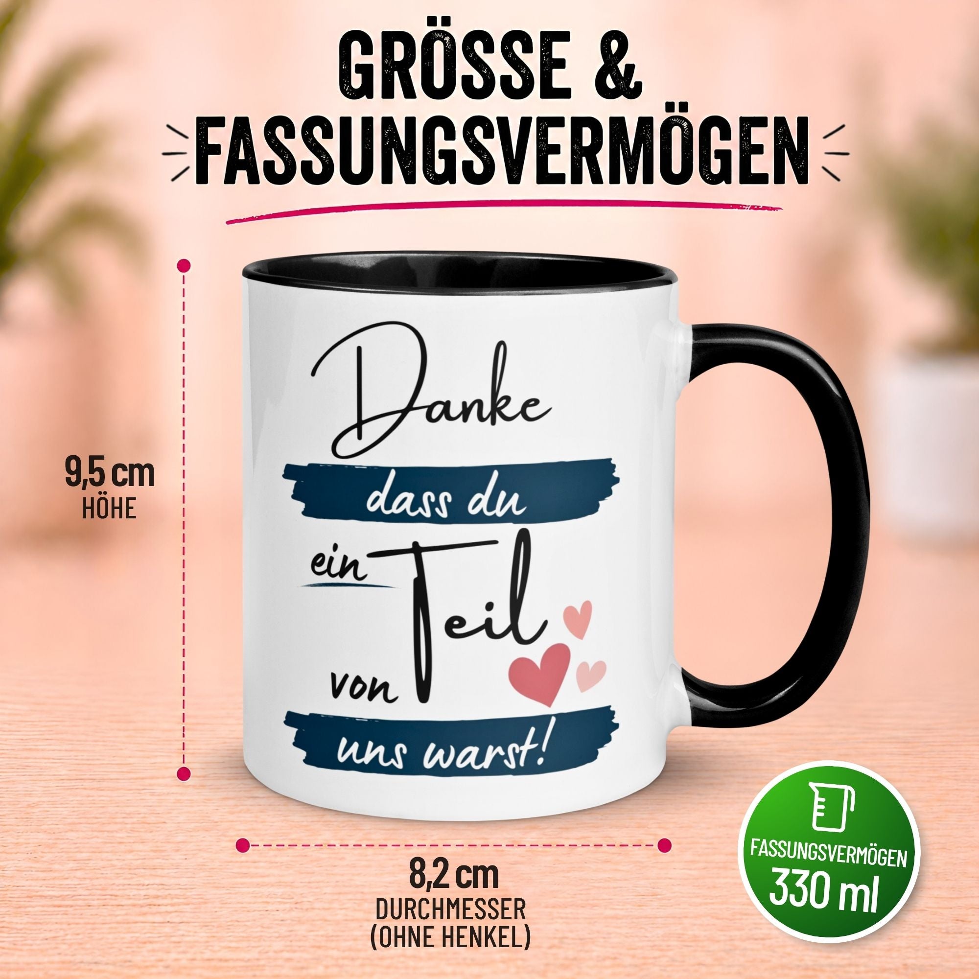 Tasse Abschied – „Danke dass du ein Teil von uns warst“ – Abschiedsgeschenk für Kollegen
