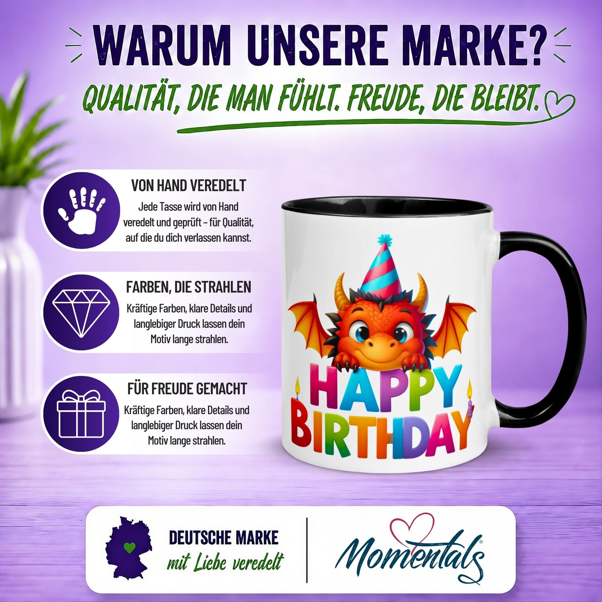 Tasse Geburtstag – „Happy Birthday Drache“ – Geburtstagsgeschenk Junge Mädchen