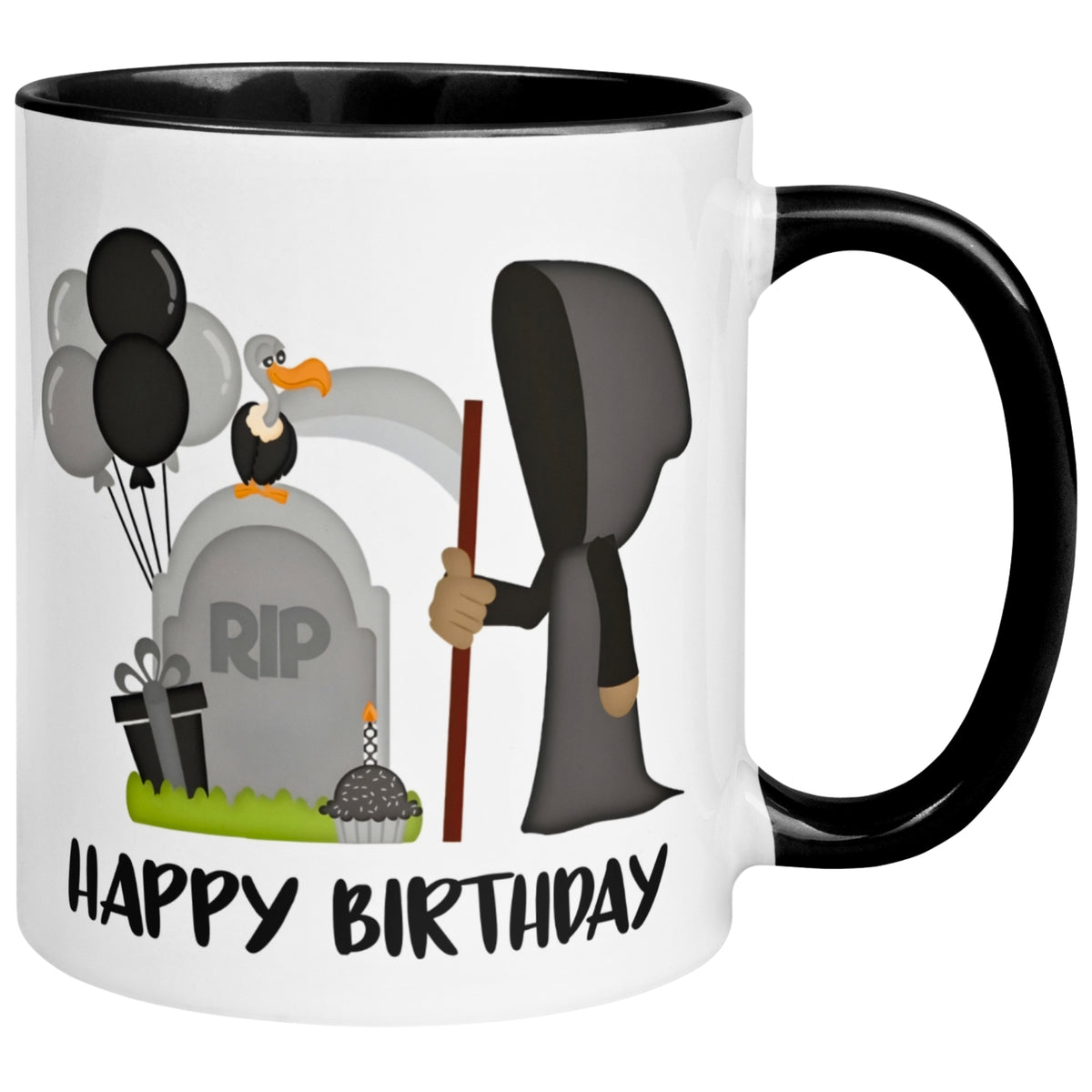 Tasse Geburtstag – „Happy Birthday – Sensenmann“ – Geburtstagstasse Mann Frau