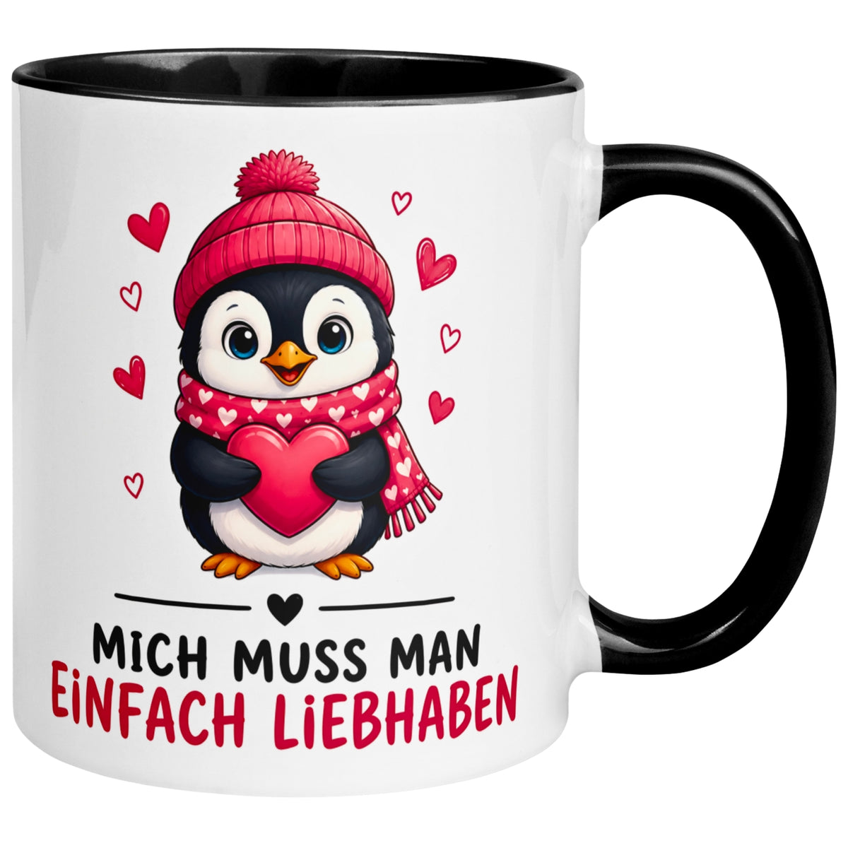 Tasse Pinguin – „Mich muss man einfach liebhaben“ – lustiges Liebes Geschenk