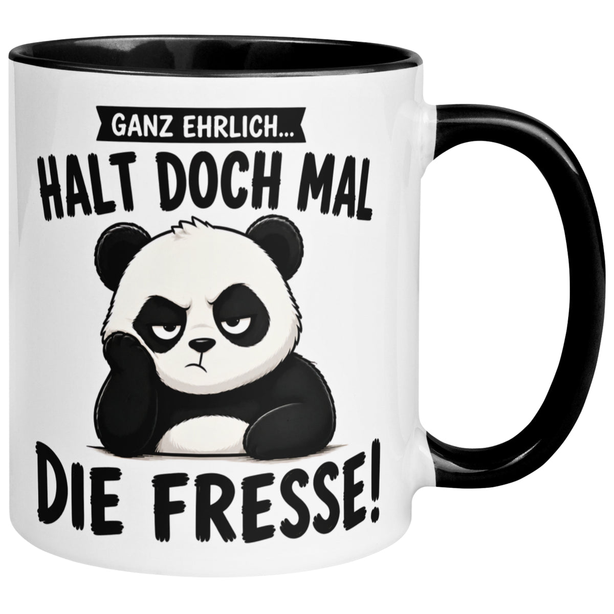 Tasse Panda – „Halt doch mal die Fresse“ – Lustiges Morgenmuffel Geschenk