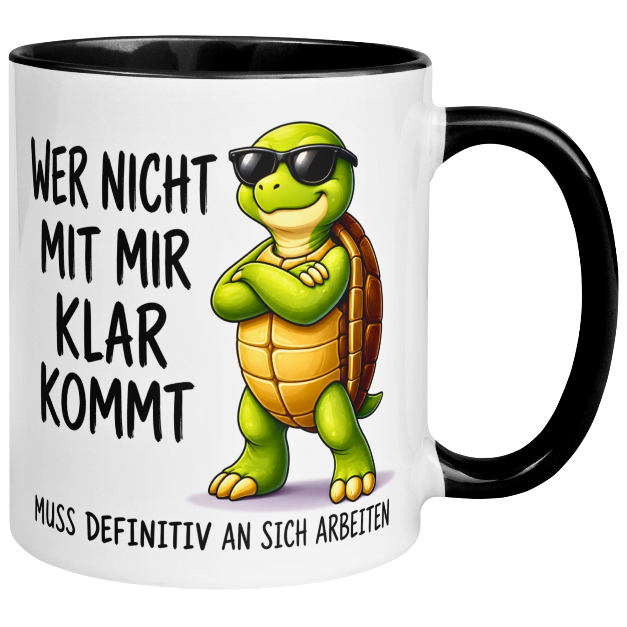 Tasse Schildkröte – „Wer nicht mit mir klar kommt“ – lustiges Schildkröten Geschenk