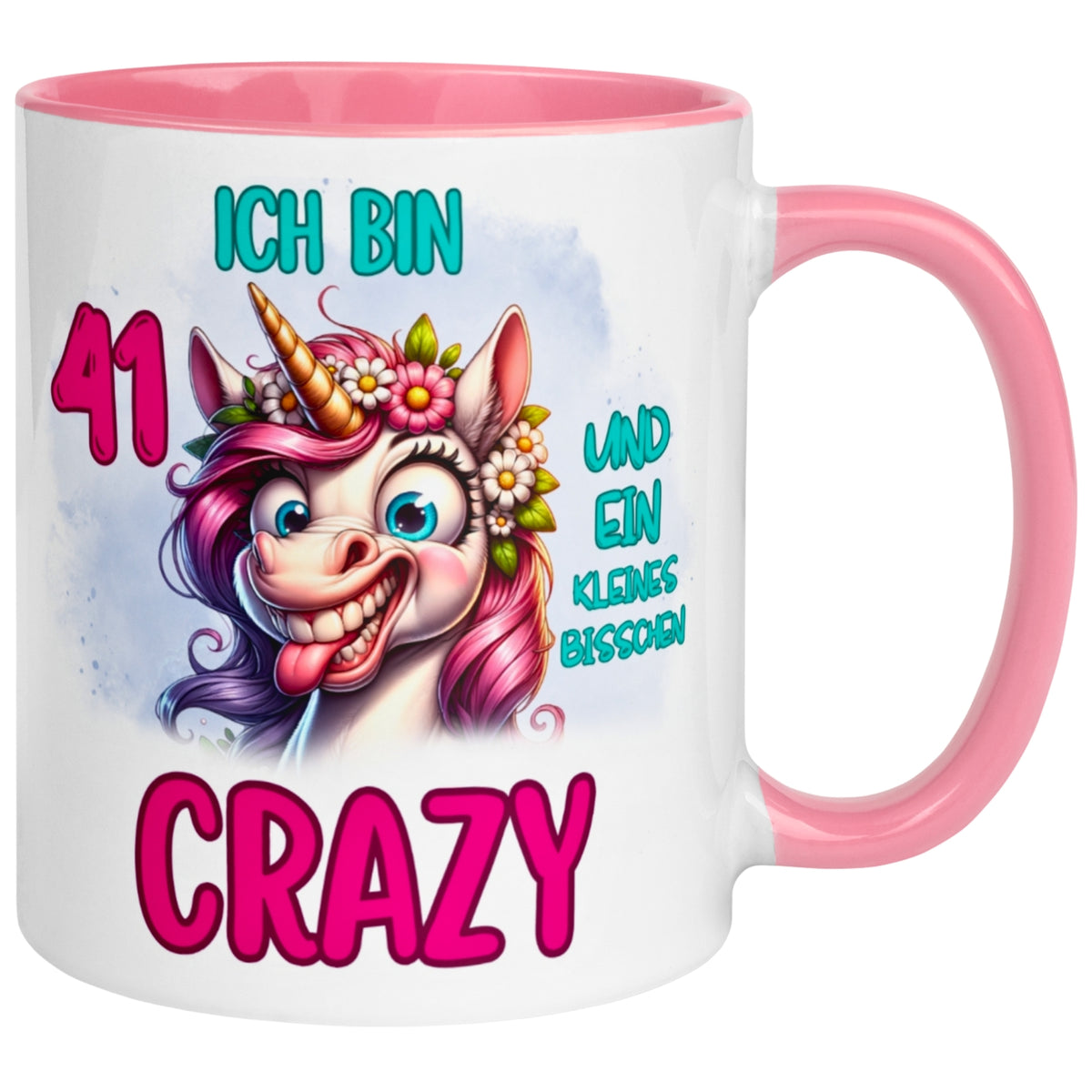 Tasse 41. Geburtstag Frau – „Ich bin 41 und ein kleines bisschen Crazy“ – Geschenk zum Geburtstag Frauen