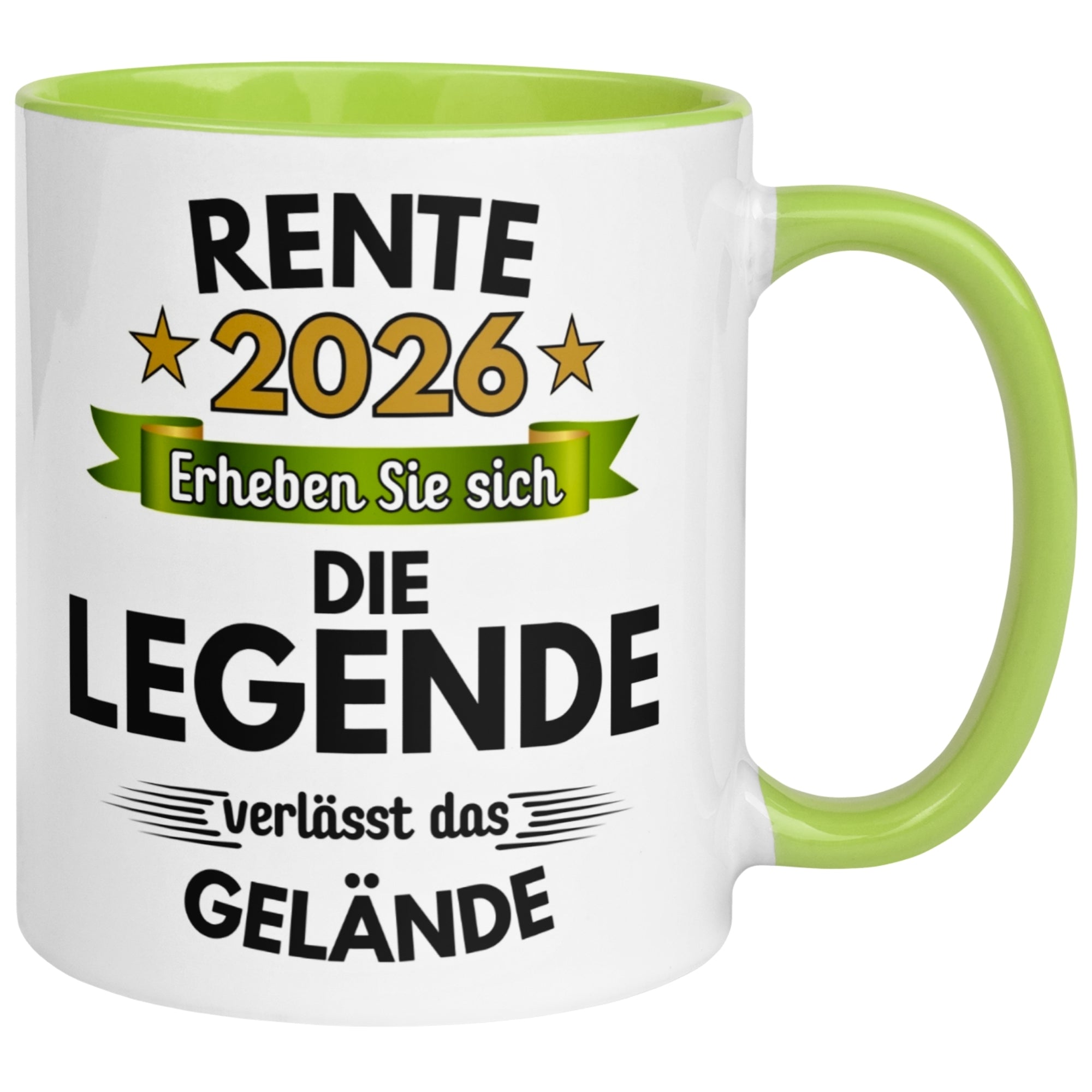 Tasse Rente – „Die Legende verlässt das Gelände“ – Geschenk zum Rentenbeginn
