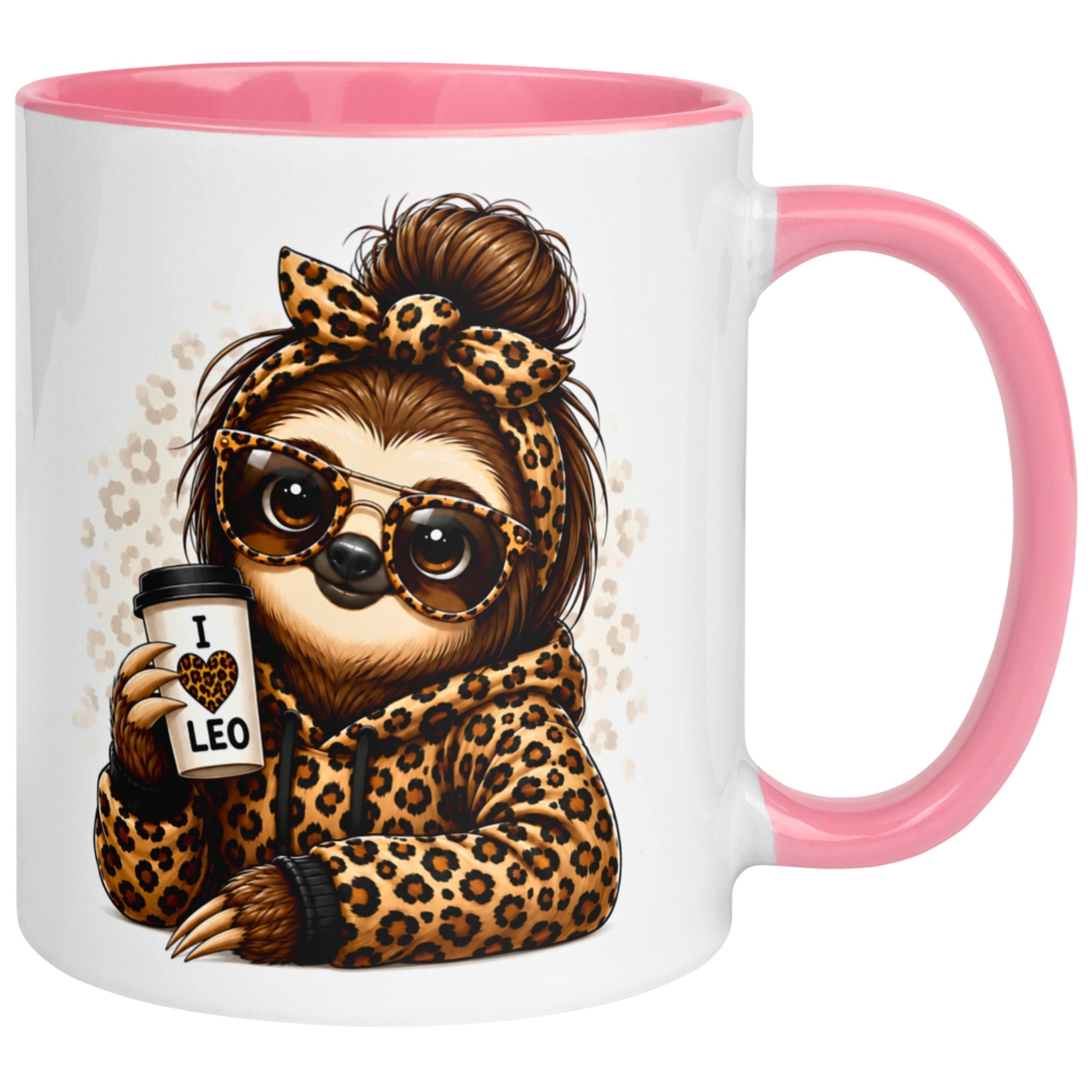 Tasse Faultier – „Leoparden Style“ – lustiger Geschenk Becher für Frauen