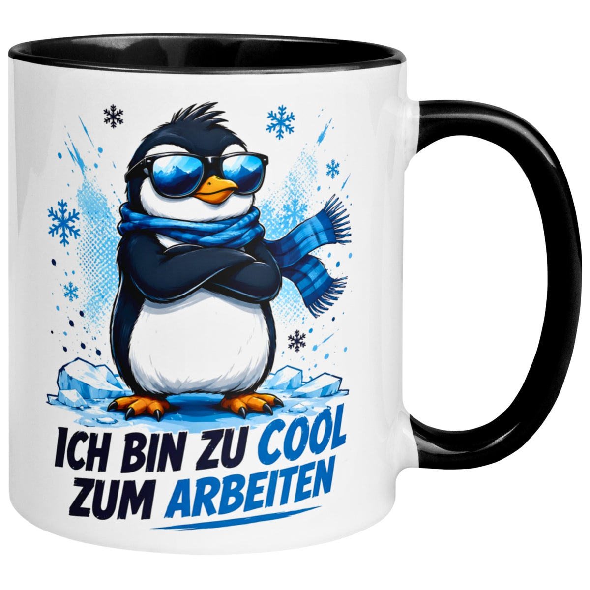 Tasse Pinguin – „Ich bin zu cool zum Arbeiten“ – lustiger Geschenk Becher für Kollegen
