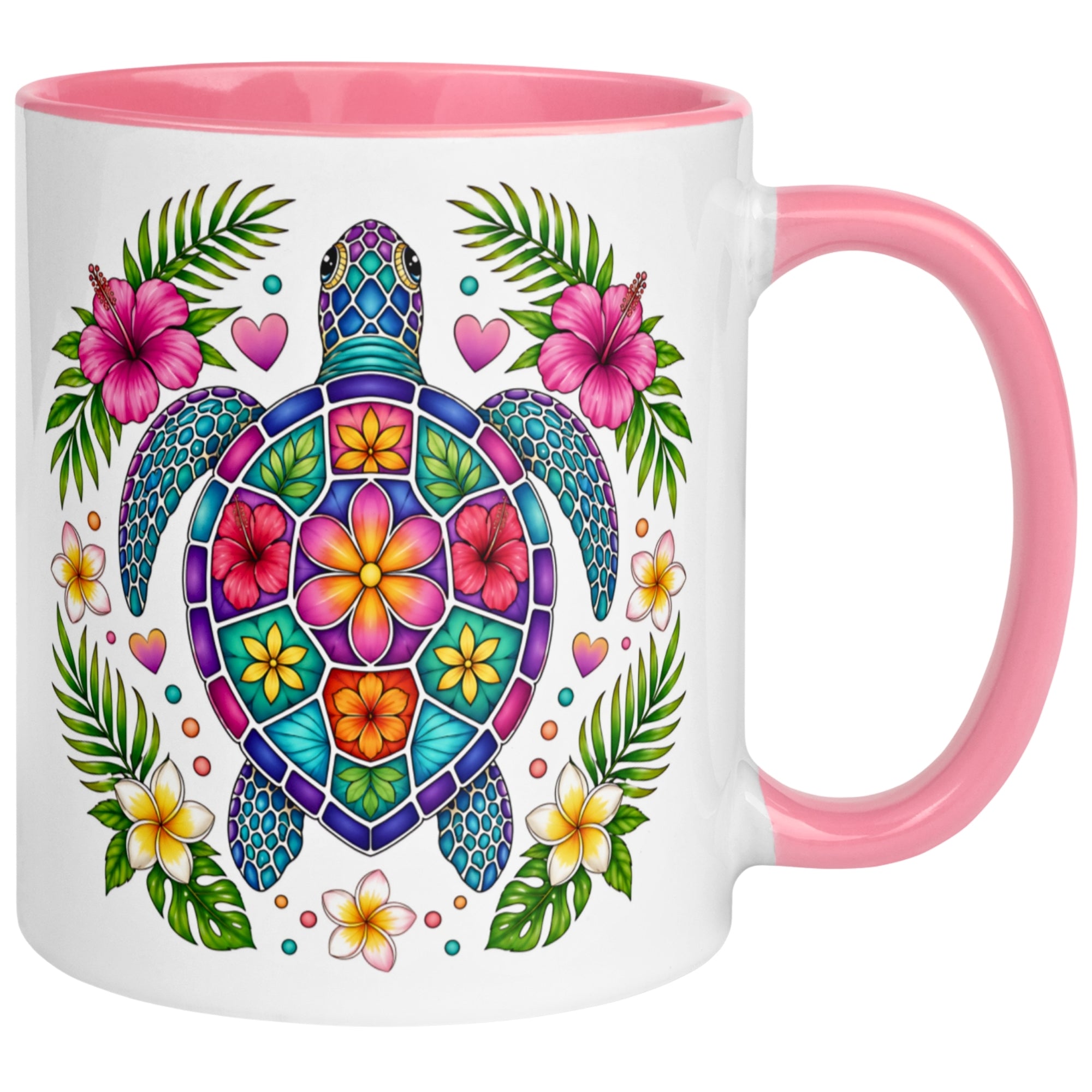Tasse Schildkröte – „Blumen Mosaik Motiv“ – Farbenfrohes Schildkröten Geschenk