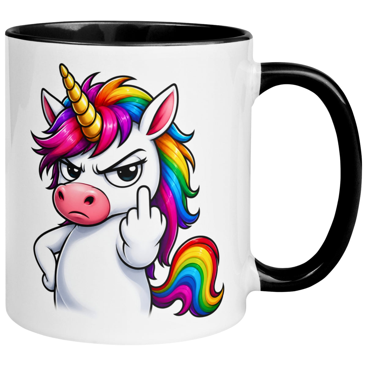 Tasse Einhorn – „Schlechte Laune mit Mittelfinger“ – Morgenmuffel Geschenk