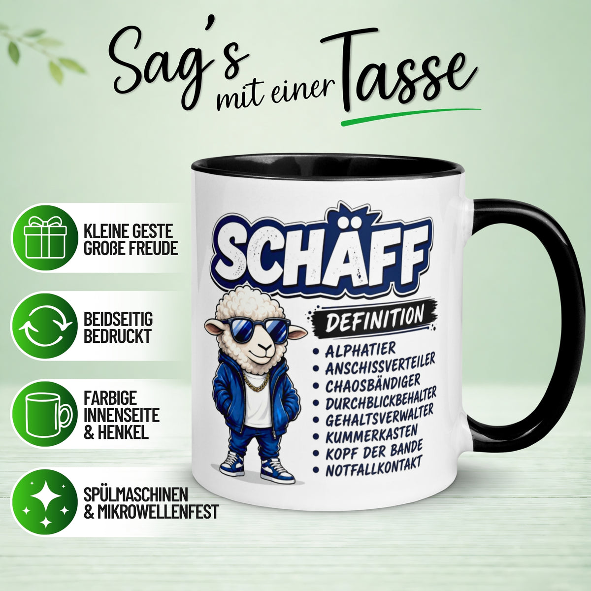 Tasse Chef – „SCHÄFF – Definition“ – Geschenk Kaffeetasse Bester Chef
