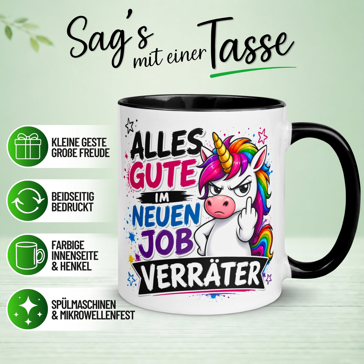 Tasse Abschied – „Alles gute für deinen neuen Job - Verräter“ – Abschiedsgeschenk Kollegen