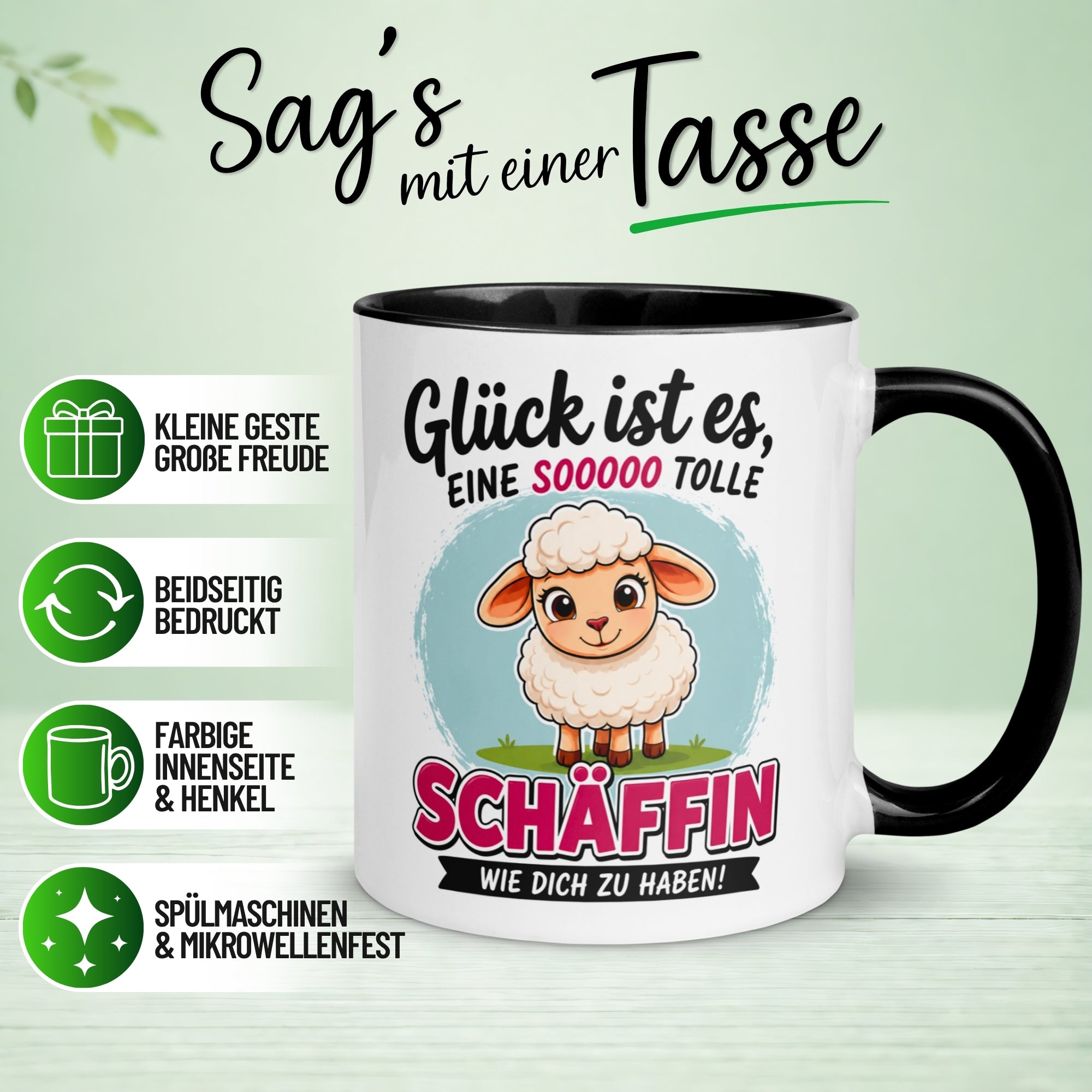 Tasse Chefin – „Glück ist es eine Schäffin wie dich zu haben“ – Geschenk Beste Chefin