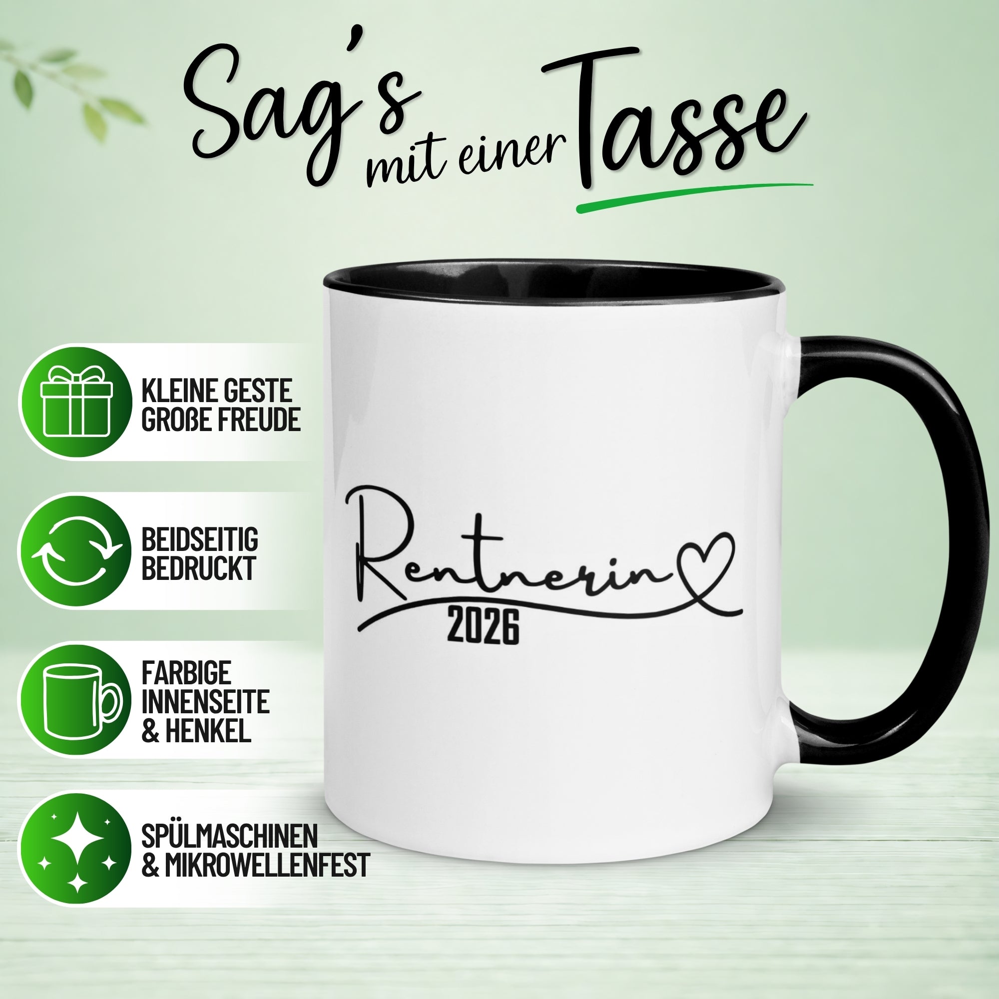 Tasse Rentnerin 2026 – „Rentnerin mit Herz“ – Geschenk Renteneintritt Frau