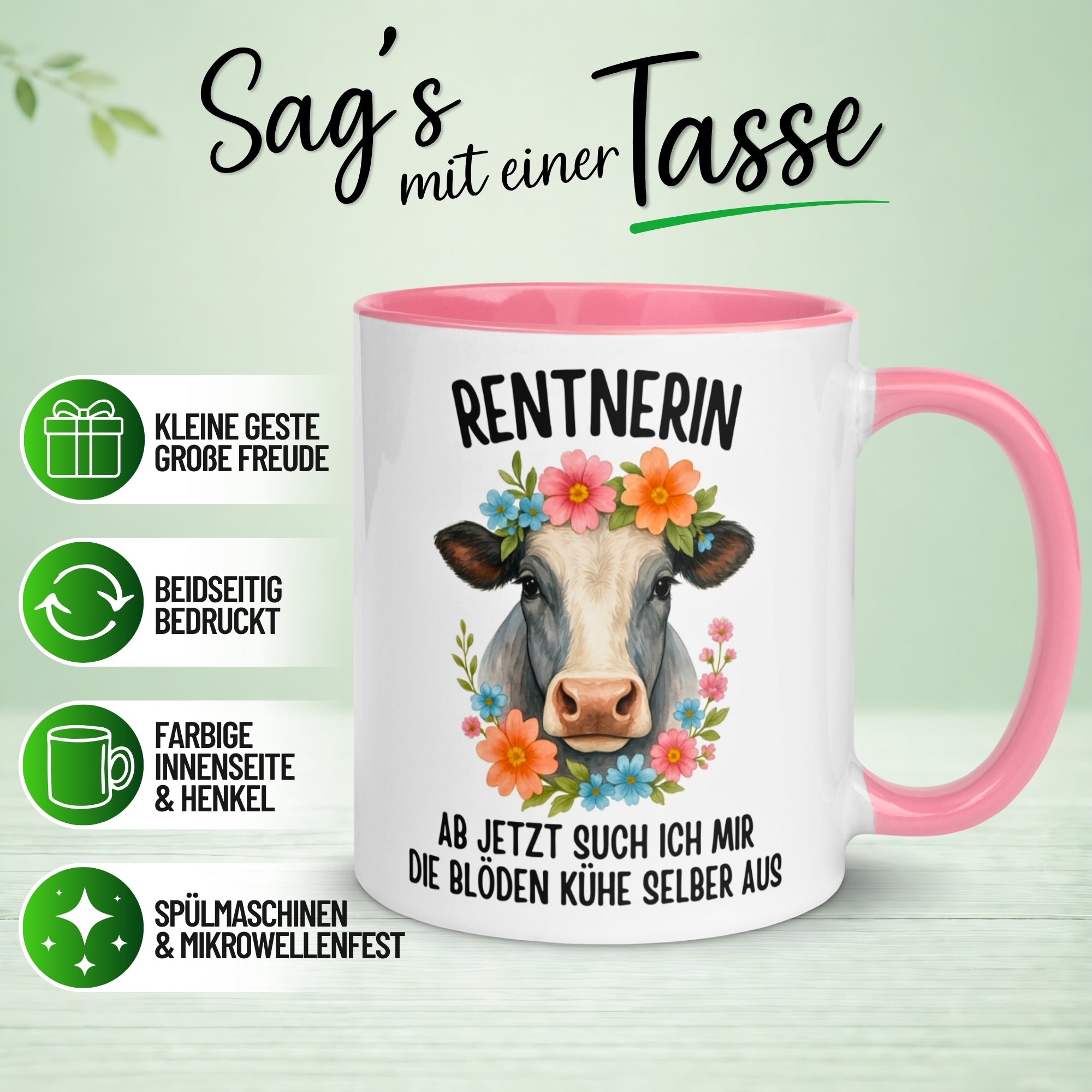Tasse Rentnerin – „Ab jetzt such ich mir die blöden Kühe selber aus“ – Geschenk Rente Frau
