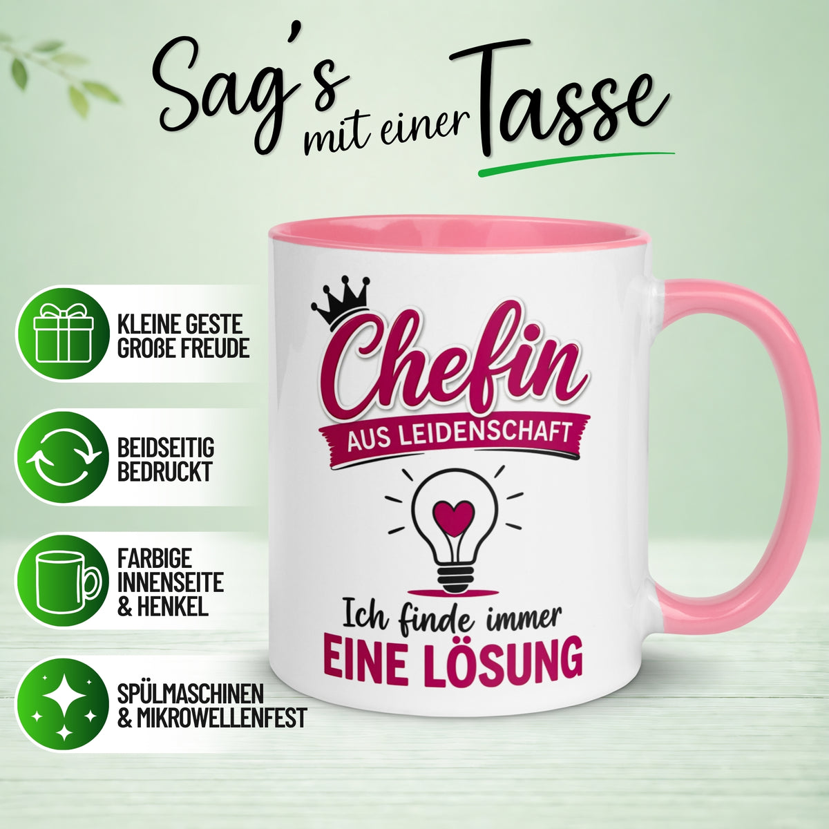 Tasse Chefin – „Ich finde immer eine Lösung“ – Teamleiterin Geschenk Becher