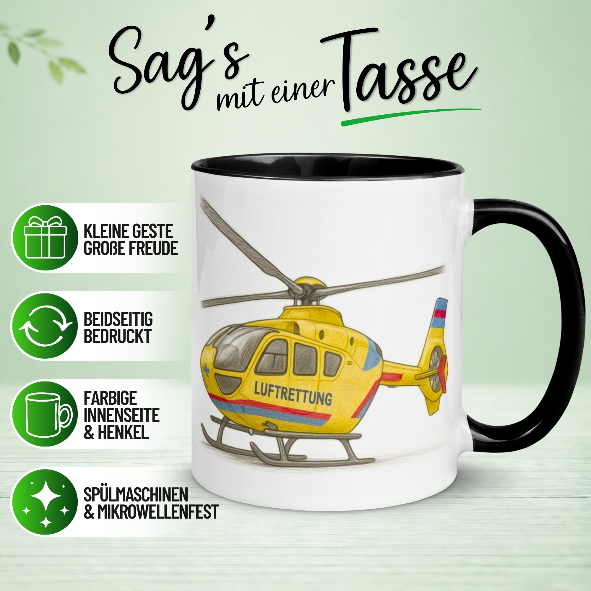 Tasse Hubschrauber – „Luftrettung“ – Rettungshubschrauber Geschenk