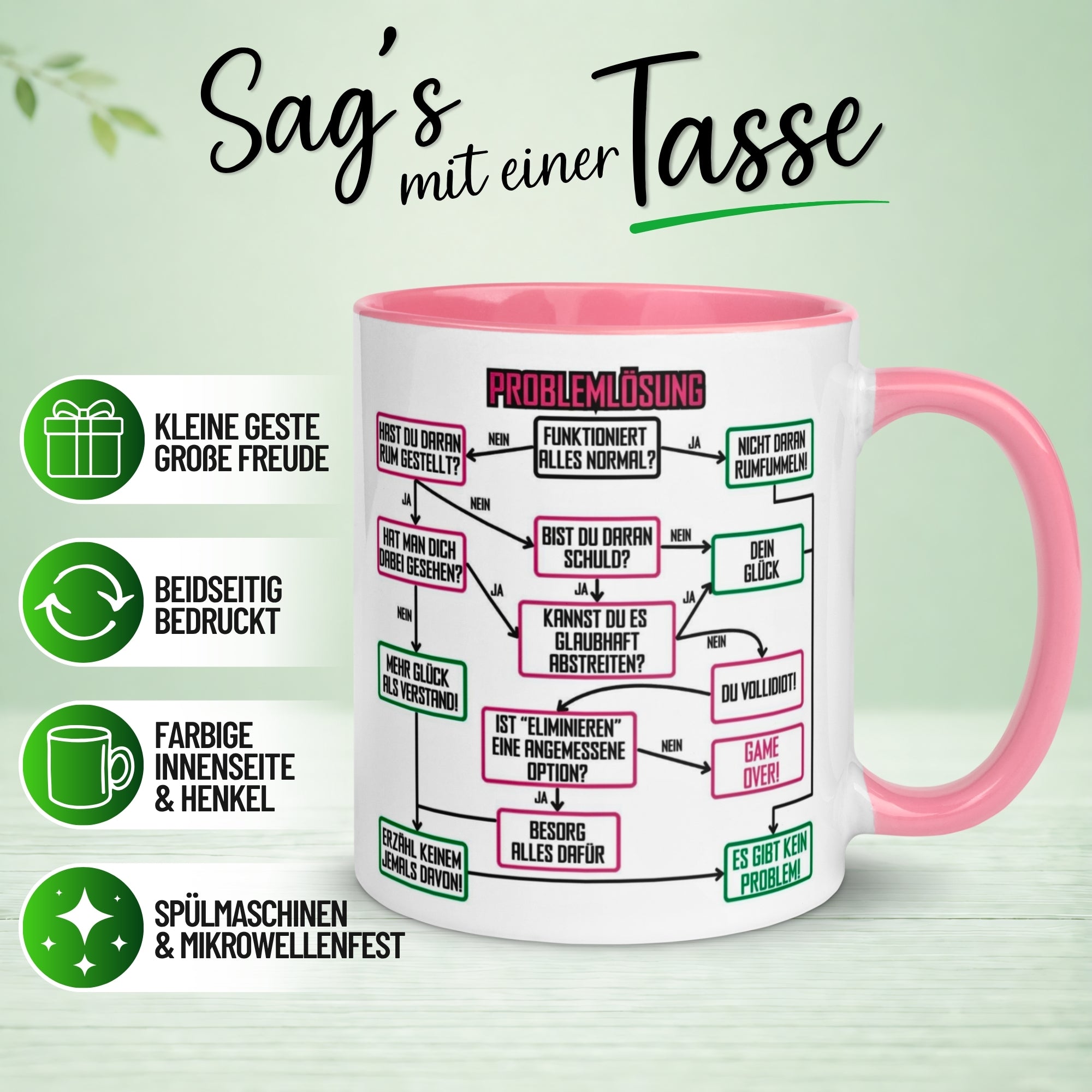 Tasse Kollegin – „Problemlösung im Büro“ – Geschenk Abschied Arbeitskollegin