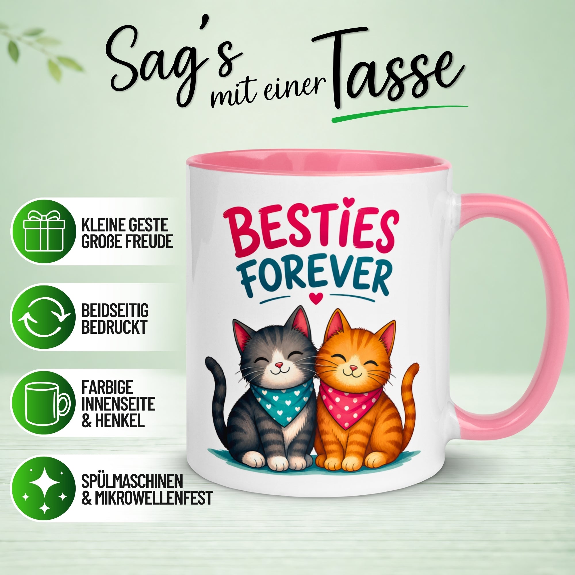 Tasse Freundschaft – „Cats - Besties Forever“ – Geschenk Beste Freundin