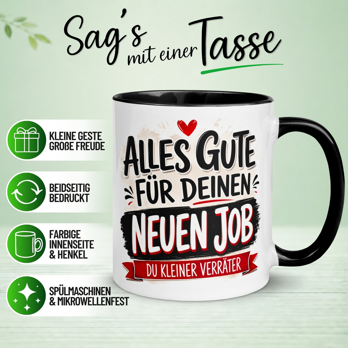 Tasse Abschied – „Alles gute für deinen neuen Job“ – Abschiedsgeschenk Kollegen/Kollegin