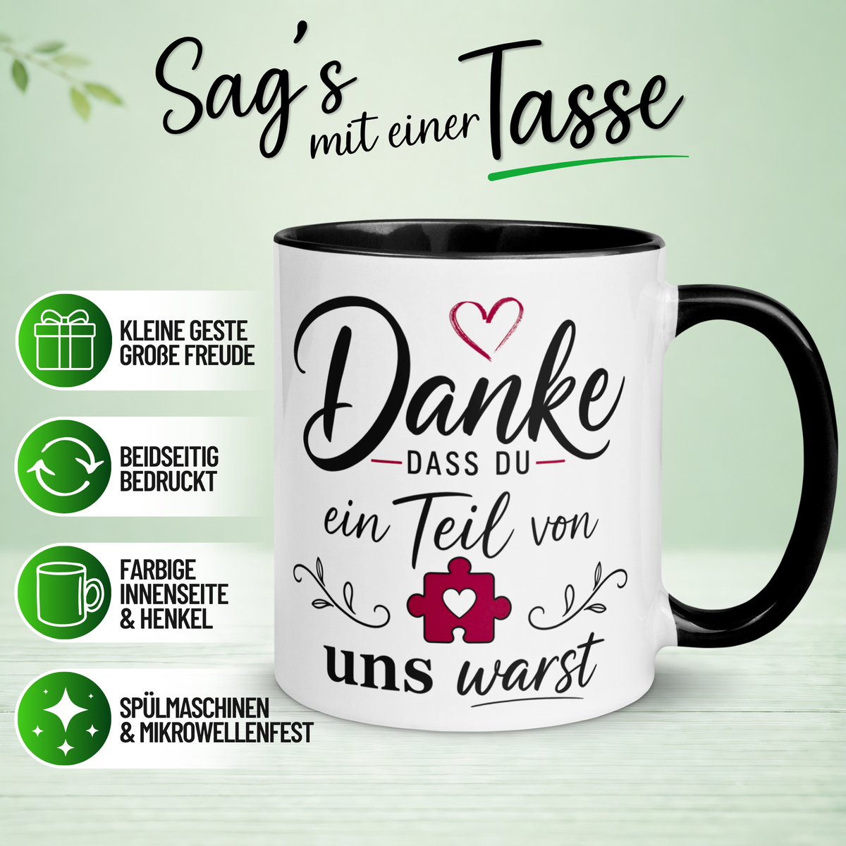Tasse Abschied – „Danke dass du ein Teil von uns warst“ – Abschiedsgeschenk Kollegen