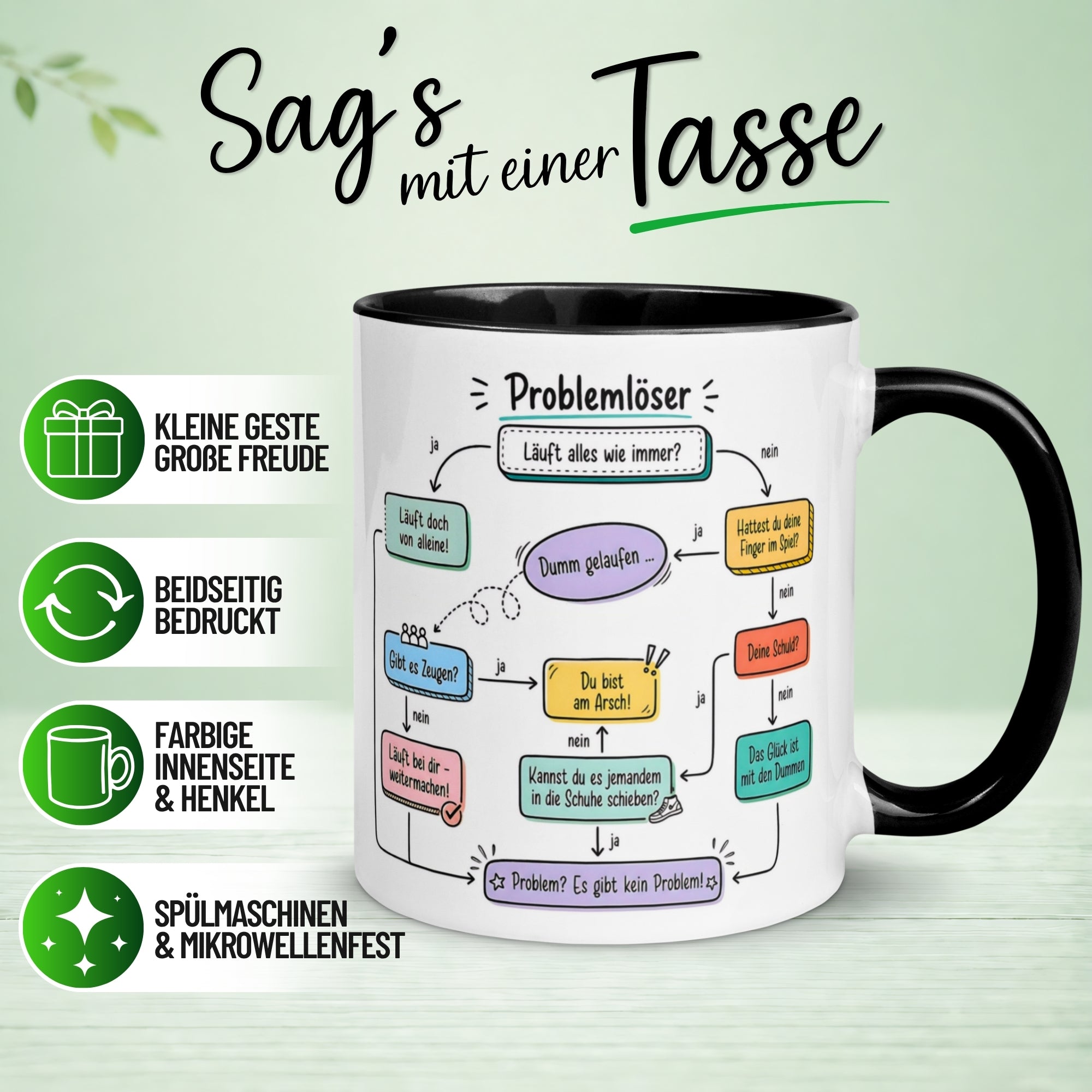 Tasse Kollegin – „Problemlösung“ – Büro Geschenk Bester Kollegin