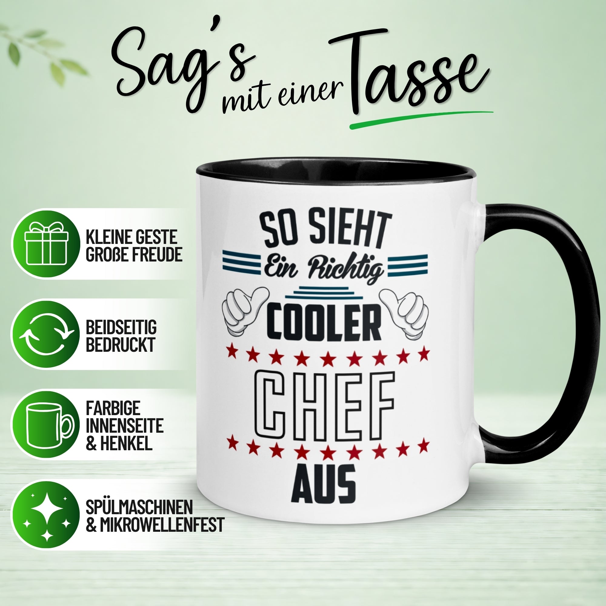 Tasse Chef – „So sieht ein richtig cooler Chef aus“ – Geschenk Bester Chef