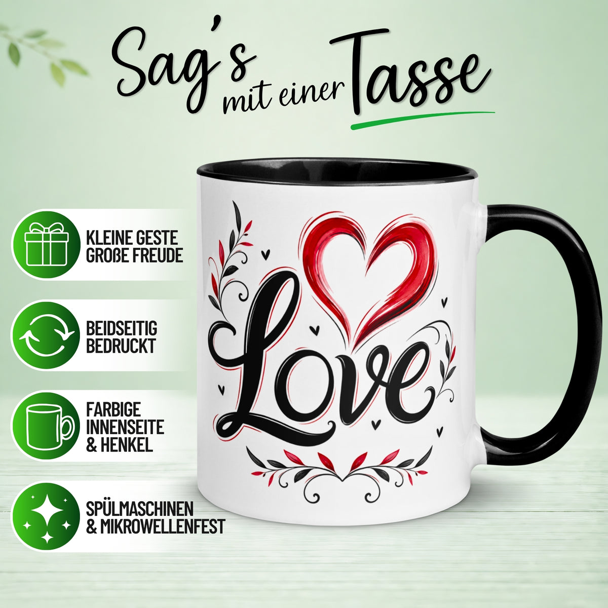 Tasse Liebe – „Ornamental Love“ – Ich liebe Dich Geschenk Partner Jahrestag Valentinstag