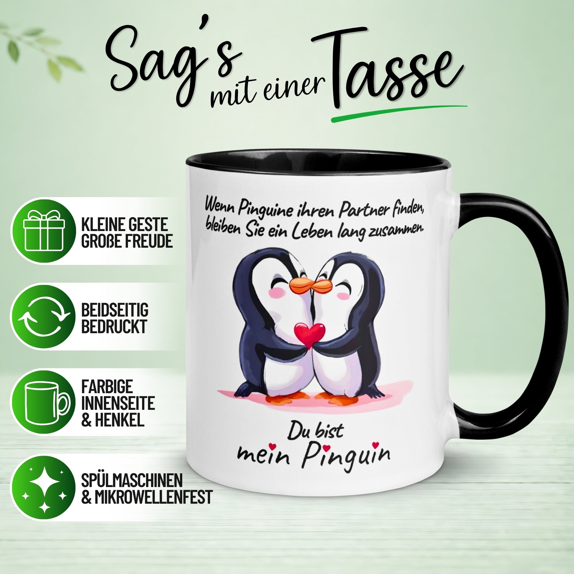 Tasse Liebe – „Du bist mein Pinguin“ – Ich liebe Dich Geschenk Partner Jahrestag Valentinstag