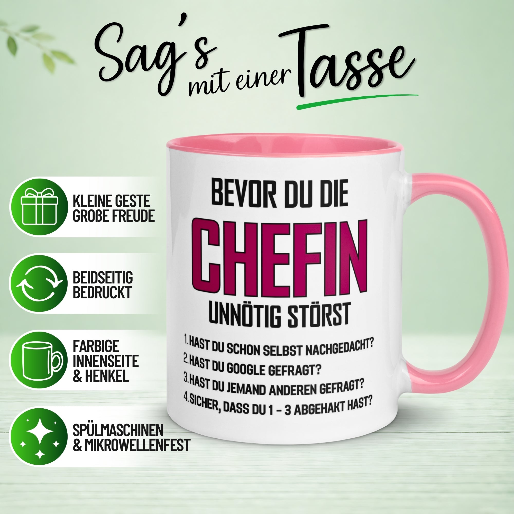 Tasse Chefin – „Bevor du die Chefin unnötig störst“ – Geschenk Beste Chefin