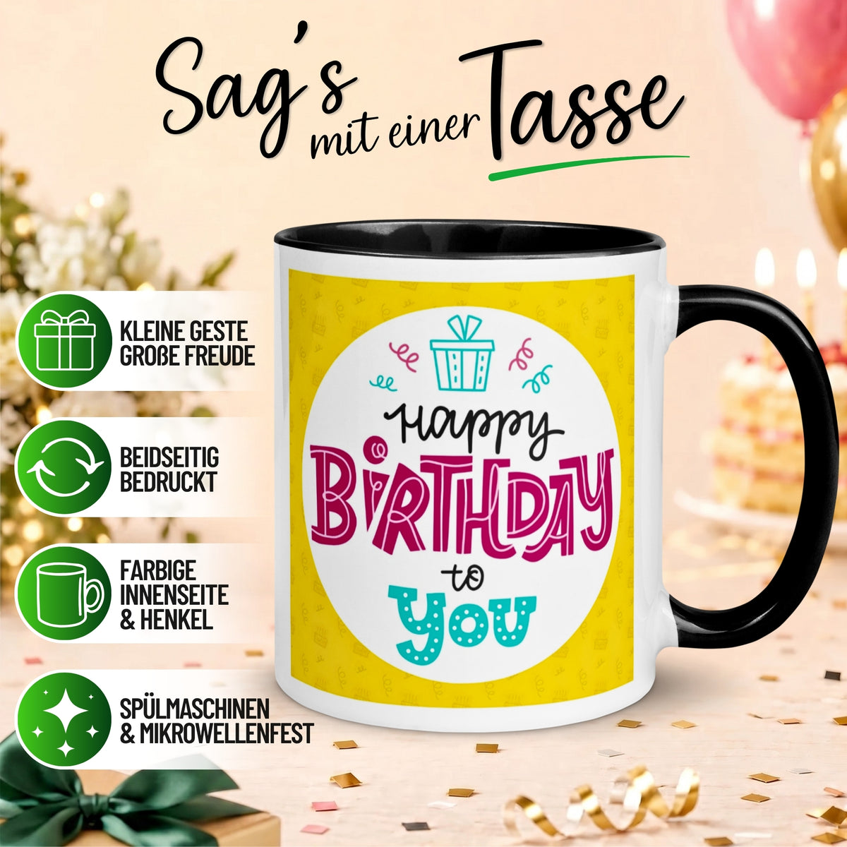 Tasse Geburtstag – „Funky Happy Birthday to you“ – Geburtstagsgeschenk Mann Frau