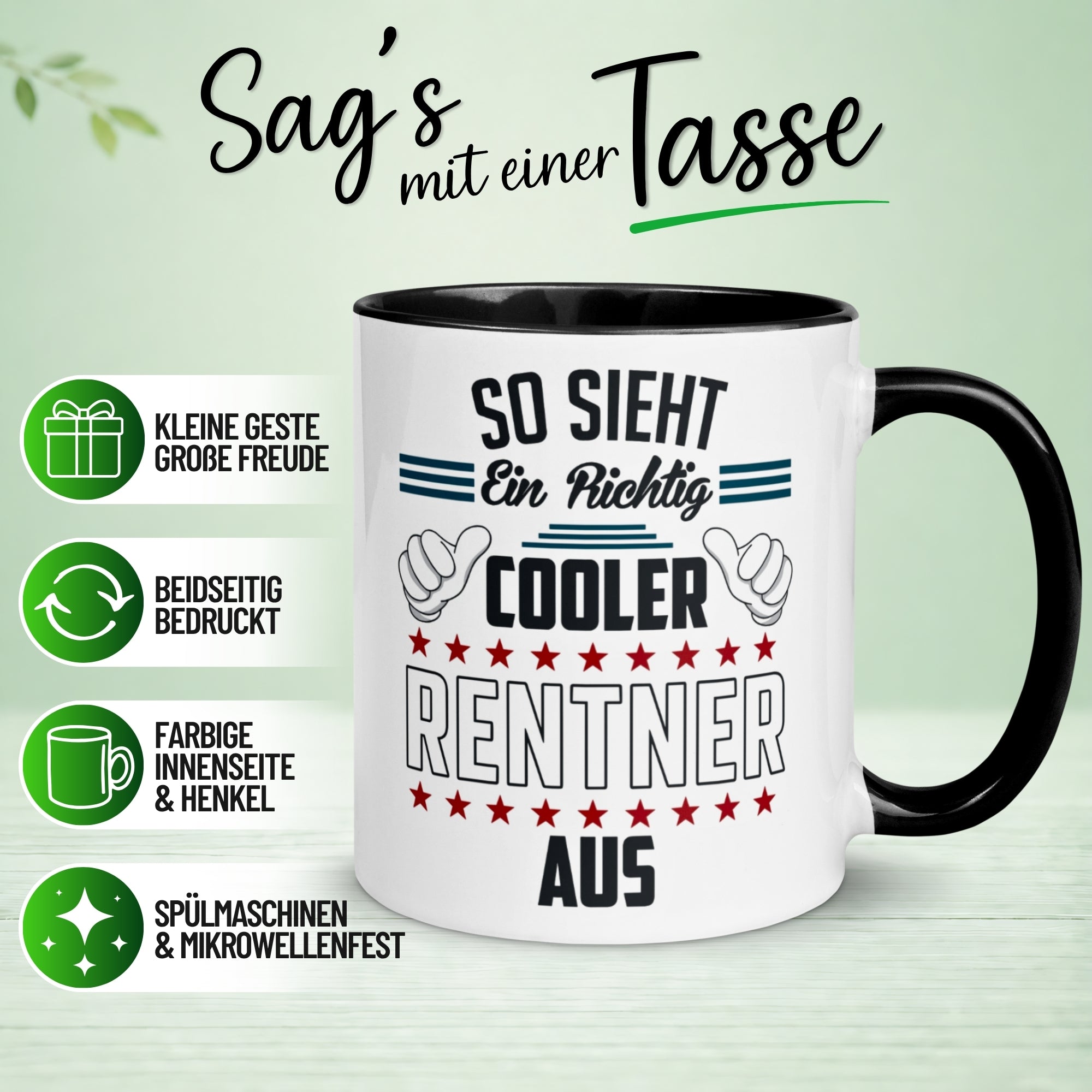 Tasse Rentner – „So sieht ein richtig cooler Rentner aus“ – Geschenke Abschied Pension