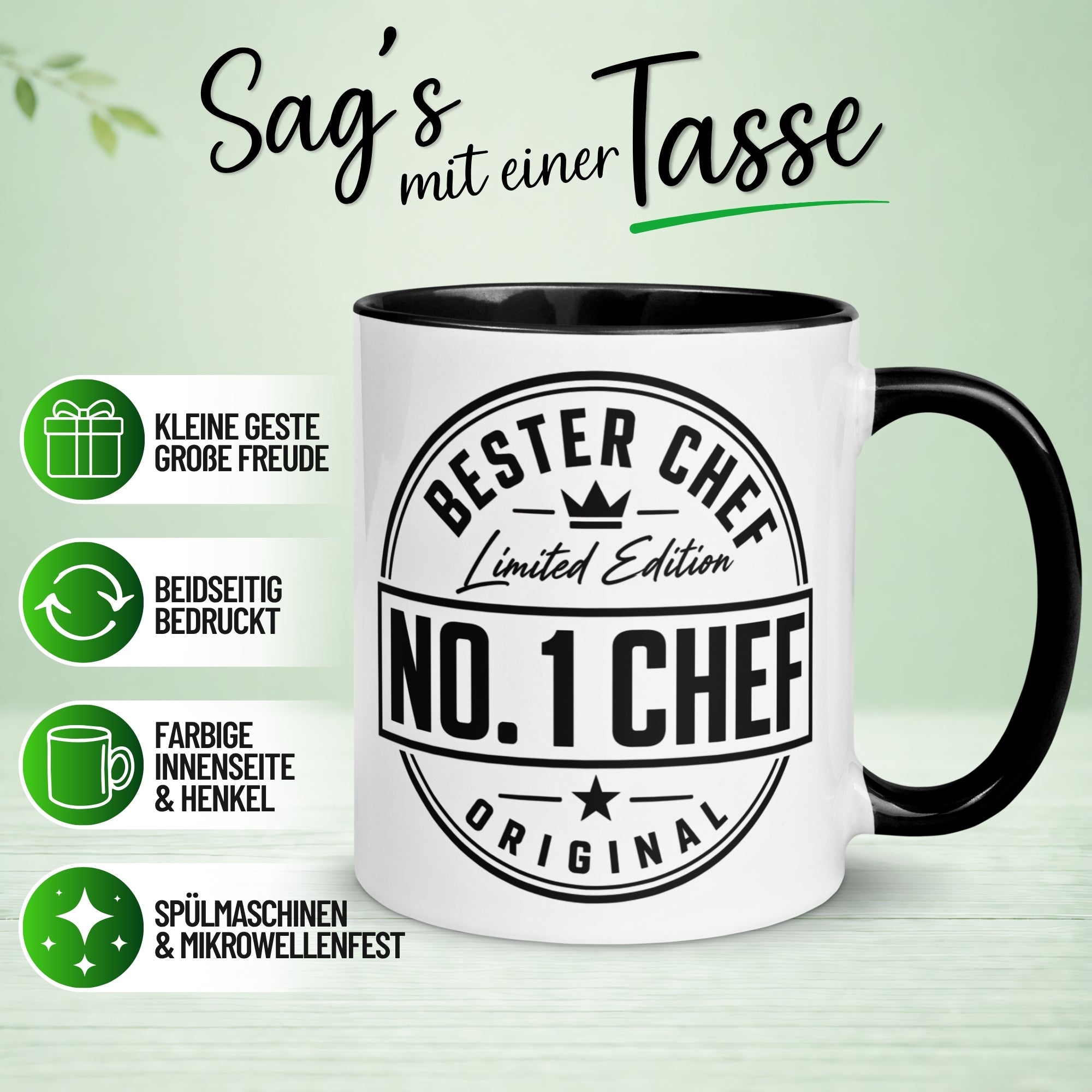 Tasse Chef – „Limited Edition - No. 1 Chef“ – Geschenk Becher Bester Chef