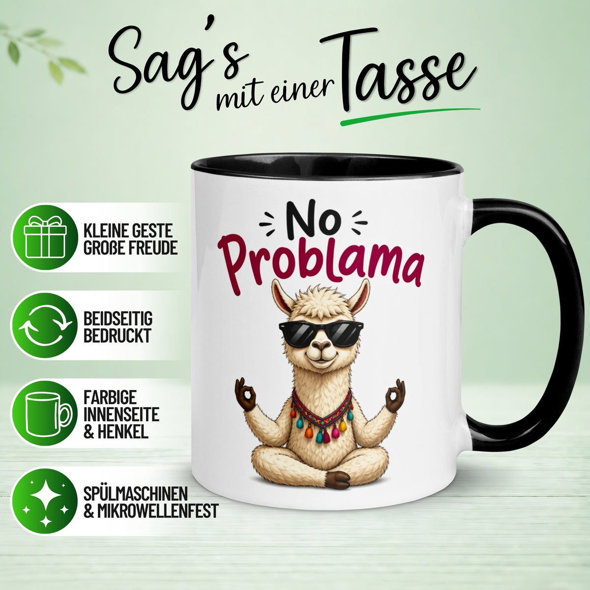 Tasse Lama – „NO PROBLAMA“ – lustiger Lama Geschenk Becher