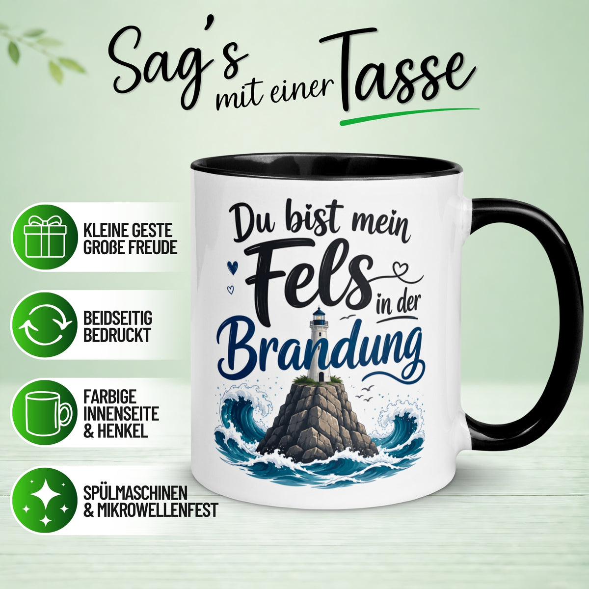 Tasse Liebe – „Du bist mein Fels“ – Ich liebe Dich Geschenk Partner Jahrestag Valentinstag