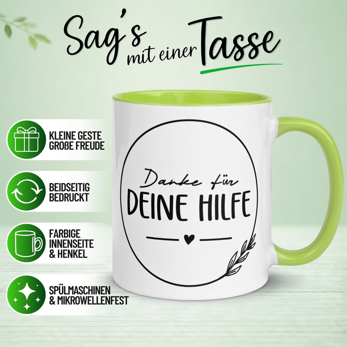 Tasse Danke – „Ein herzliches Danke für deine Hilfe“ – Dankeschön Geschenke