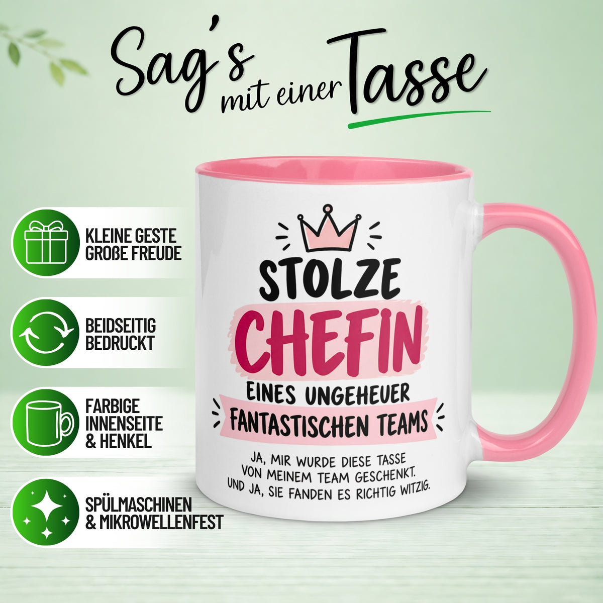 Tasse Chefin – „Ein unglaublich fantastischen Team“ – Geschenk Becher Chefin
